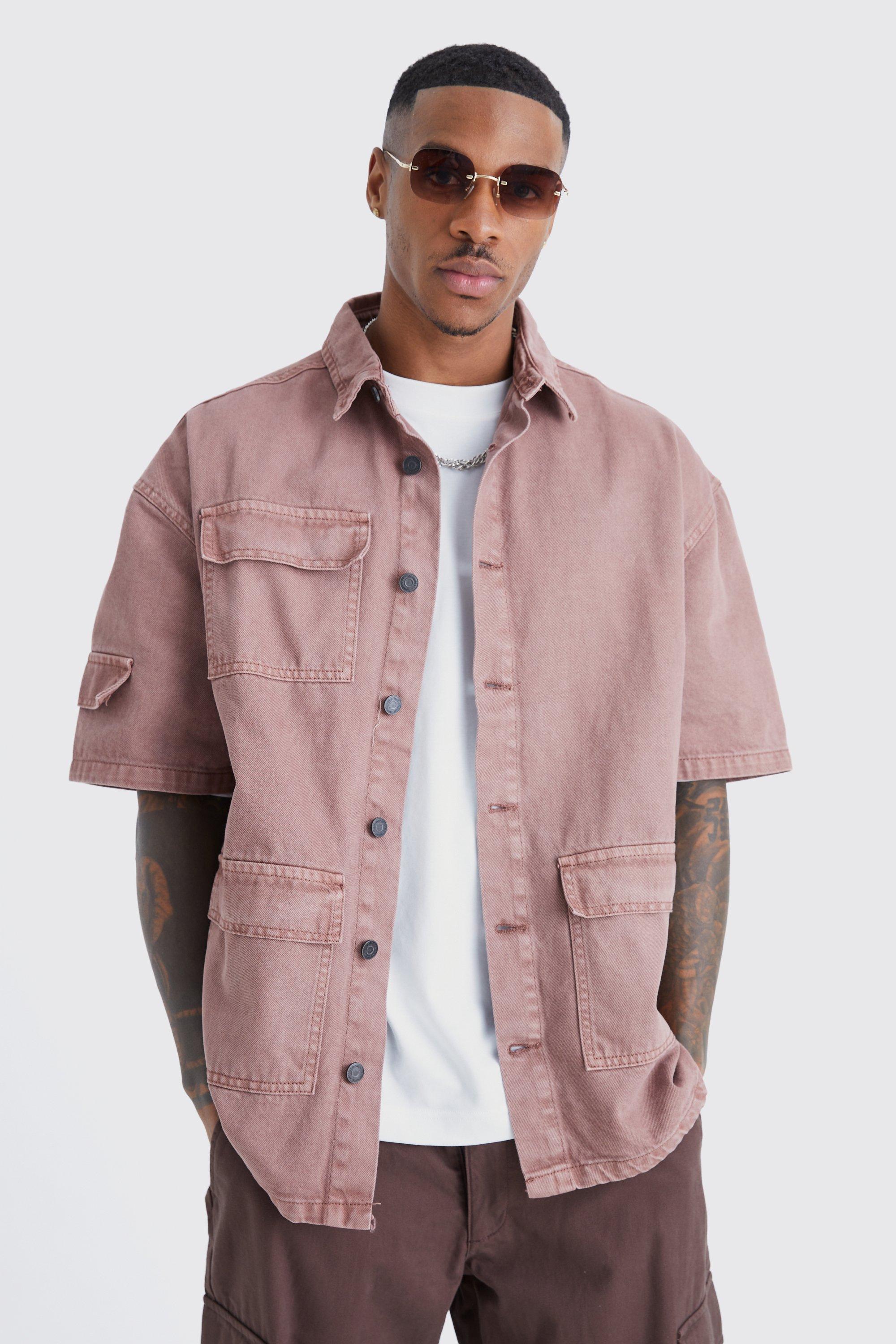 boohooMAN Men's Short Sleeve Denim Shirt