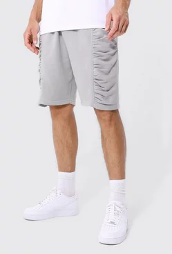 Grey Tall Relaxed Ruched Pintuck Jersey Short