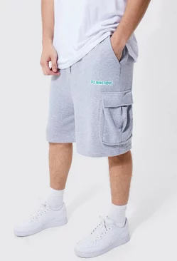 Grey Tall Oversized Drop Crotch Ruched Cargo Short