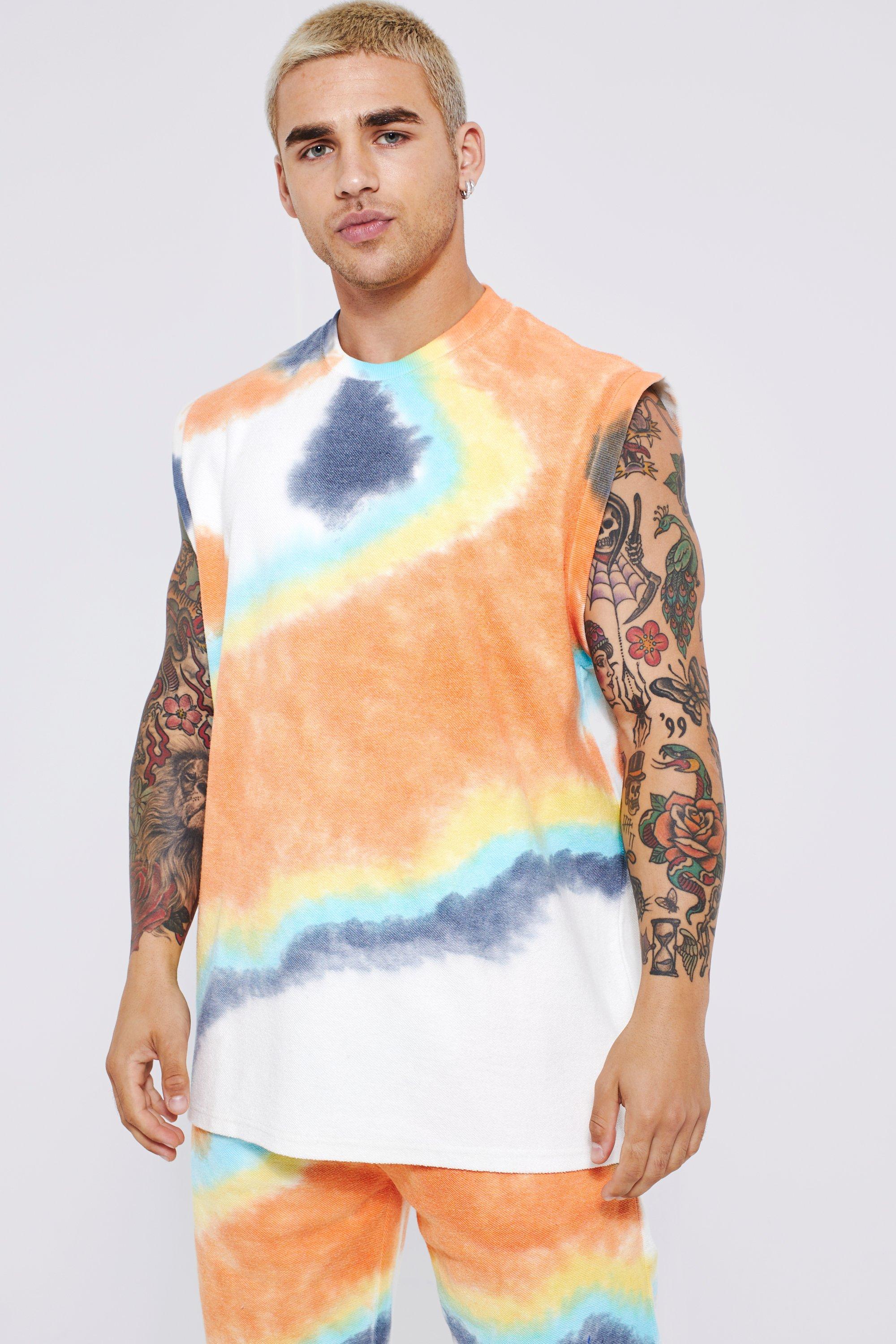 boohooMAN Tall Baggy Tie Dye Parachute Trouser - Men's Plain Trousers