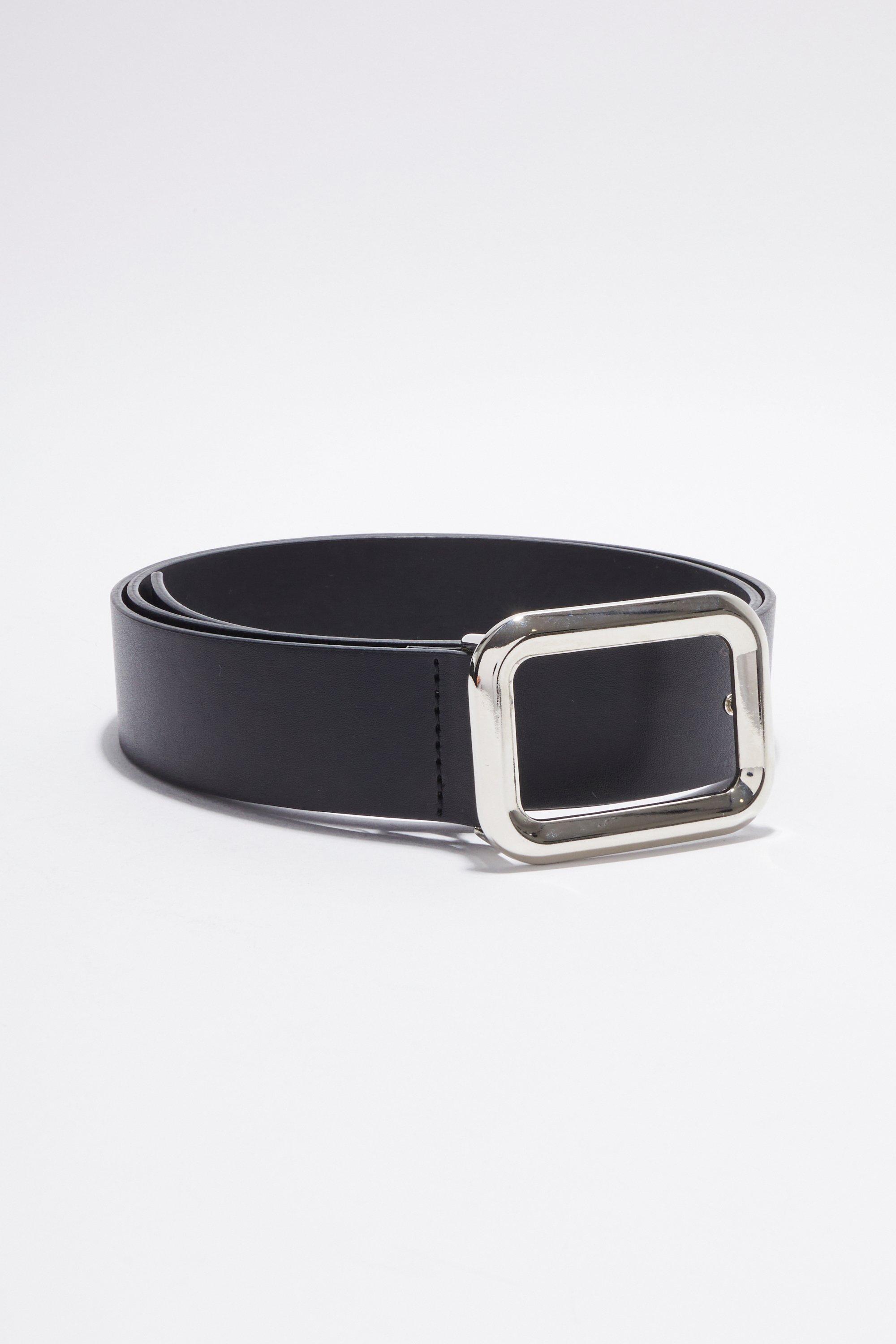 boohooMAN Gold Buckle Faux Leather Belt - Black - Size L