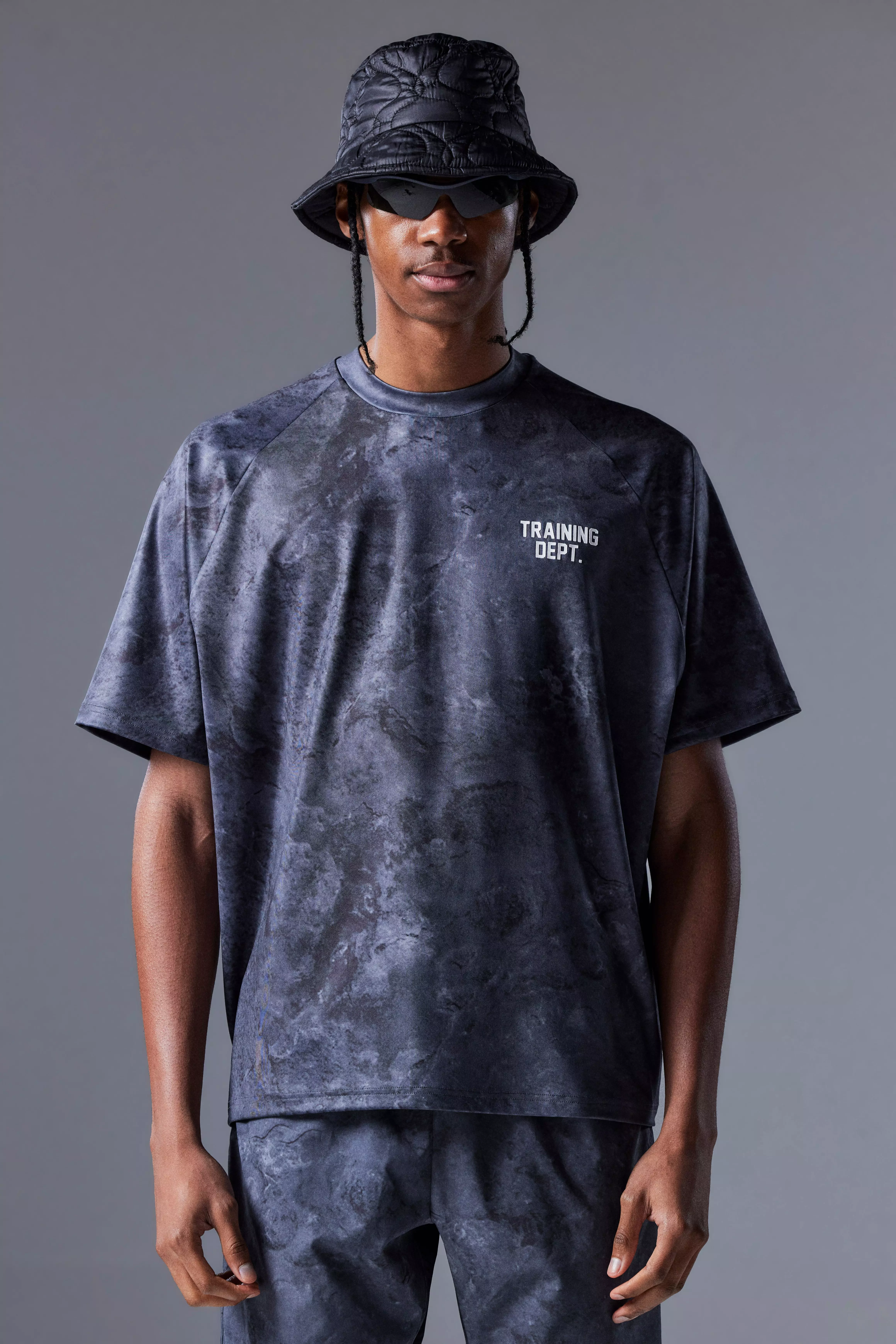 Man Active Training Dept Boxy Camo Performance T-shirt black