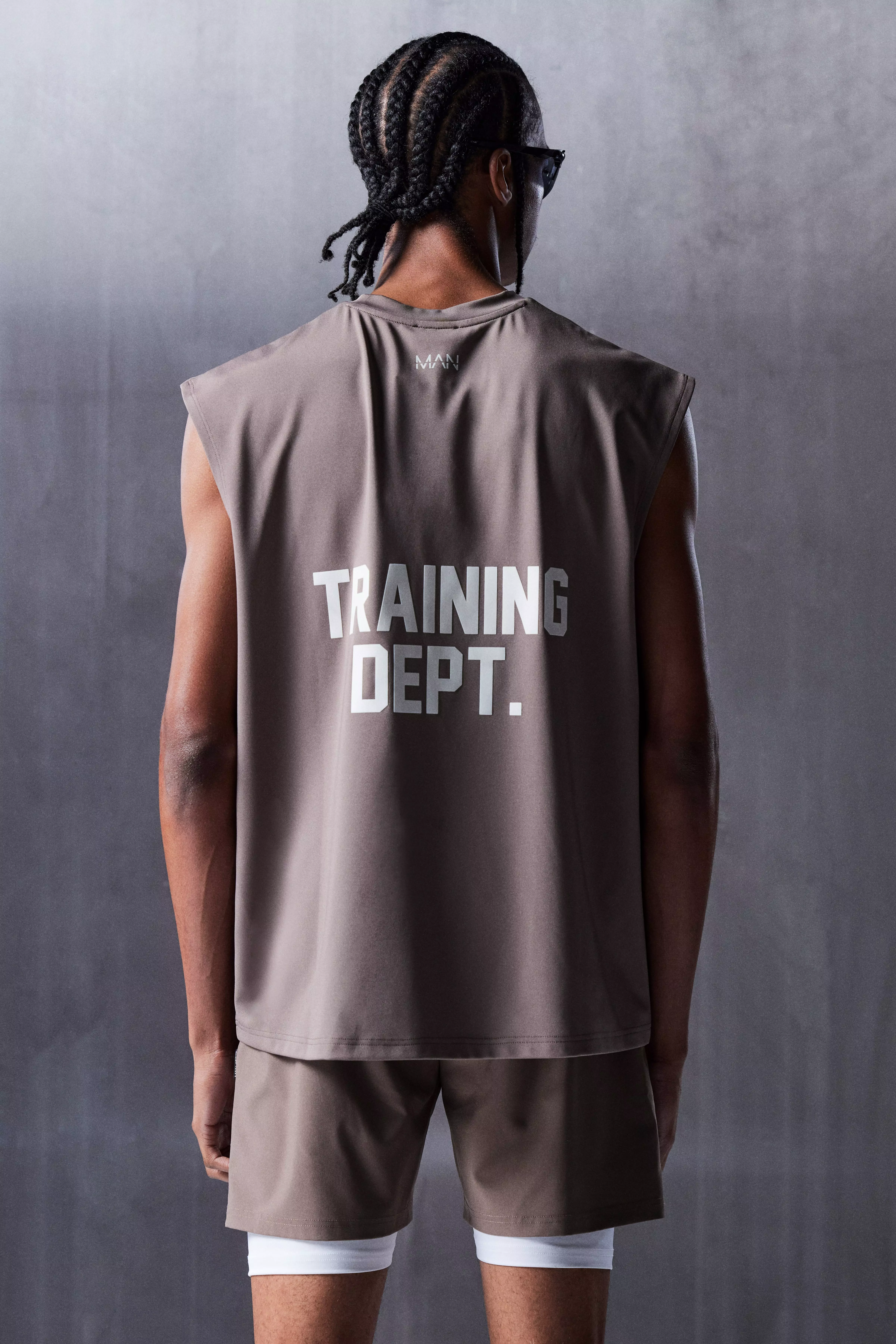 Man Active Training Dept Oversized Performance Tank Taupe