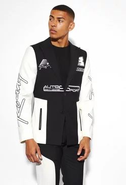 Slim Moto Colourblock Suit Jacket black