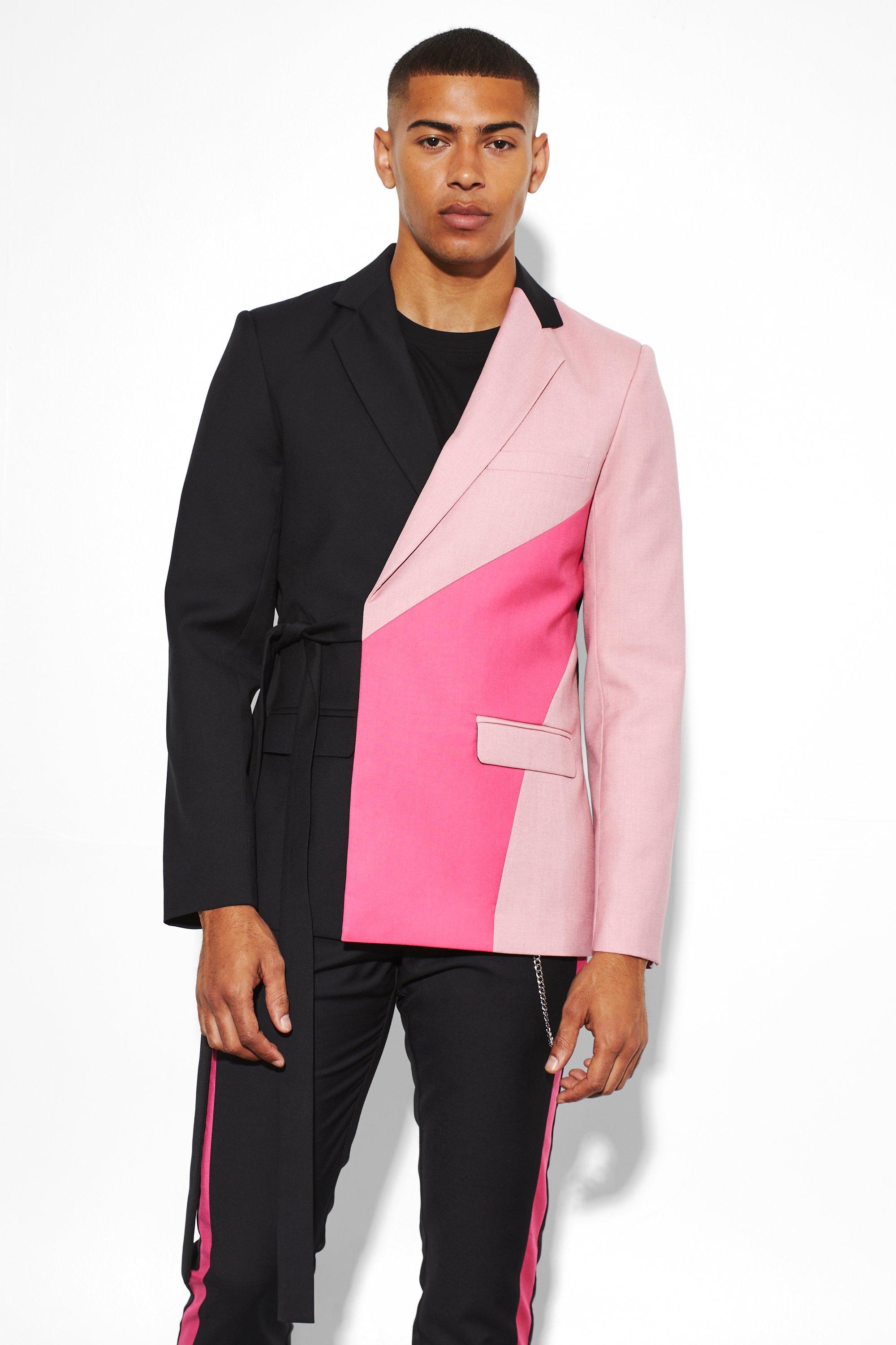 Fuchsia Slim Wrap Panel Suit Jacket