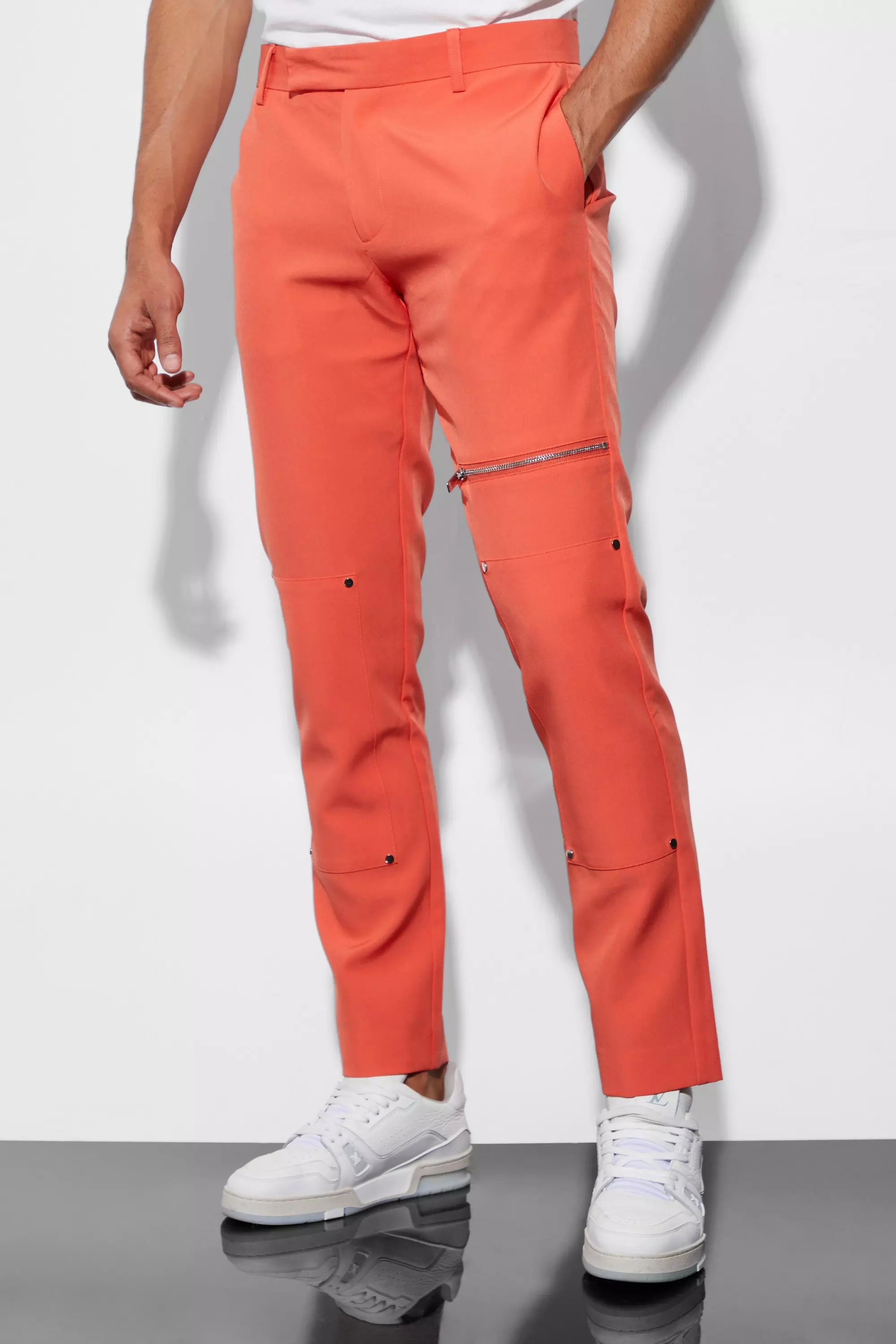Skinny Zip Suit Pants Orange