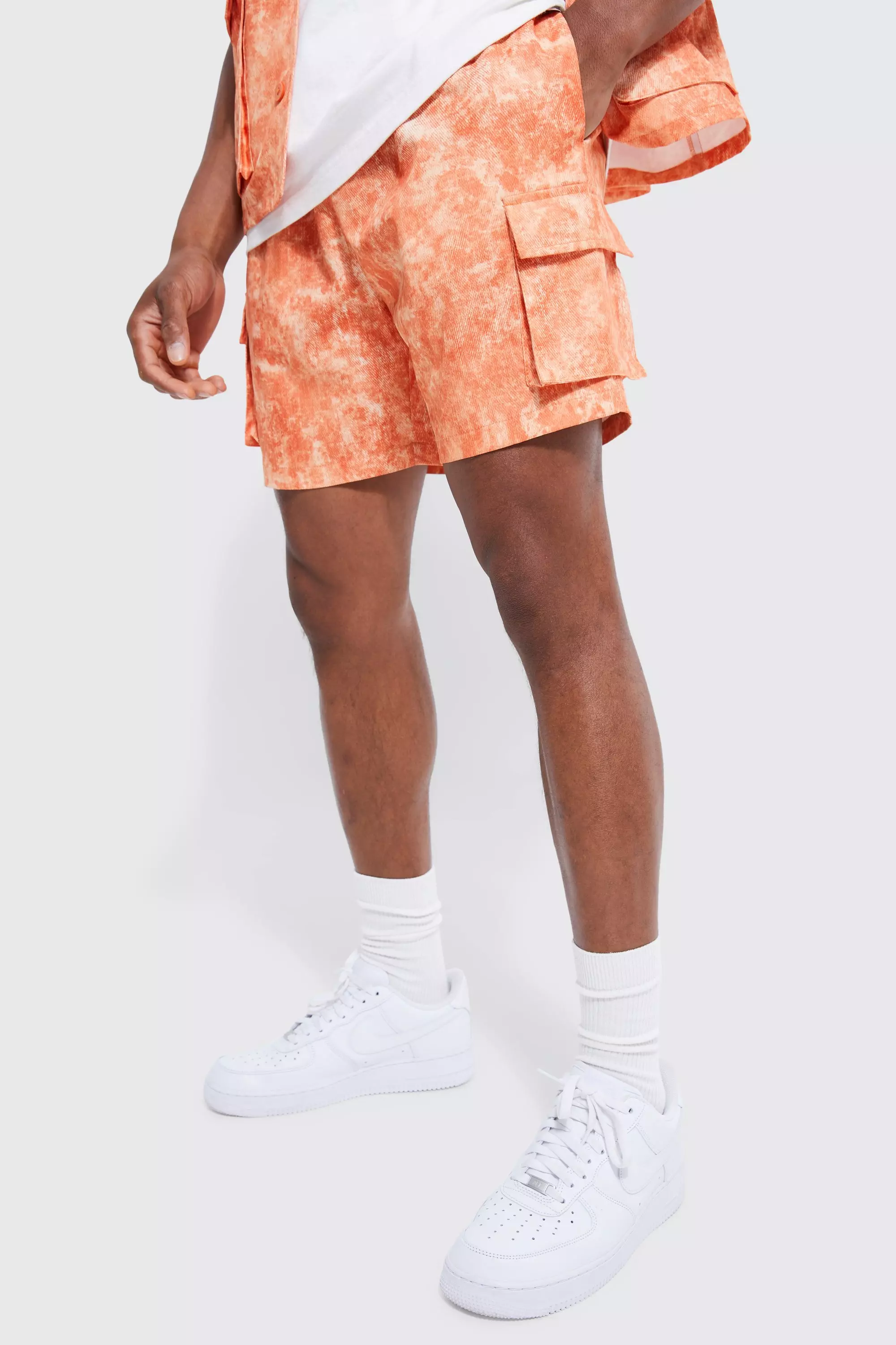 Elasticated Waistband Cargo Short Orange