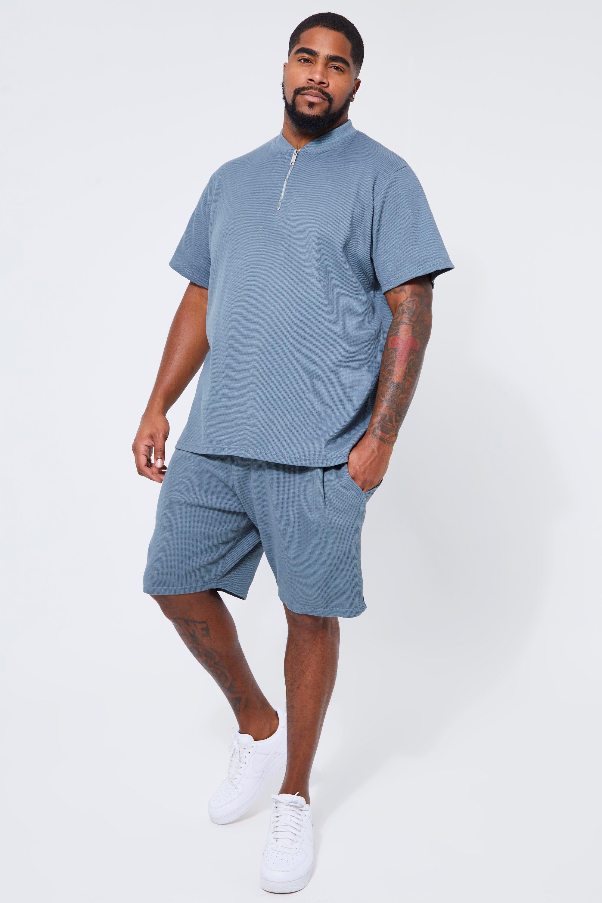 ASOS Design Slim Shorts in Light Blue Waffle