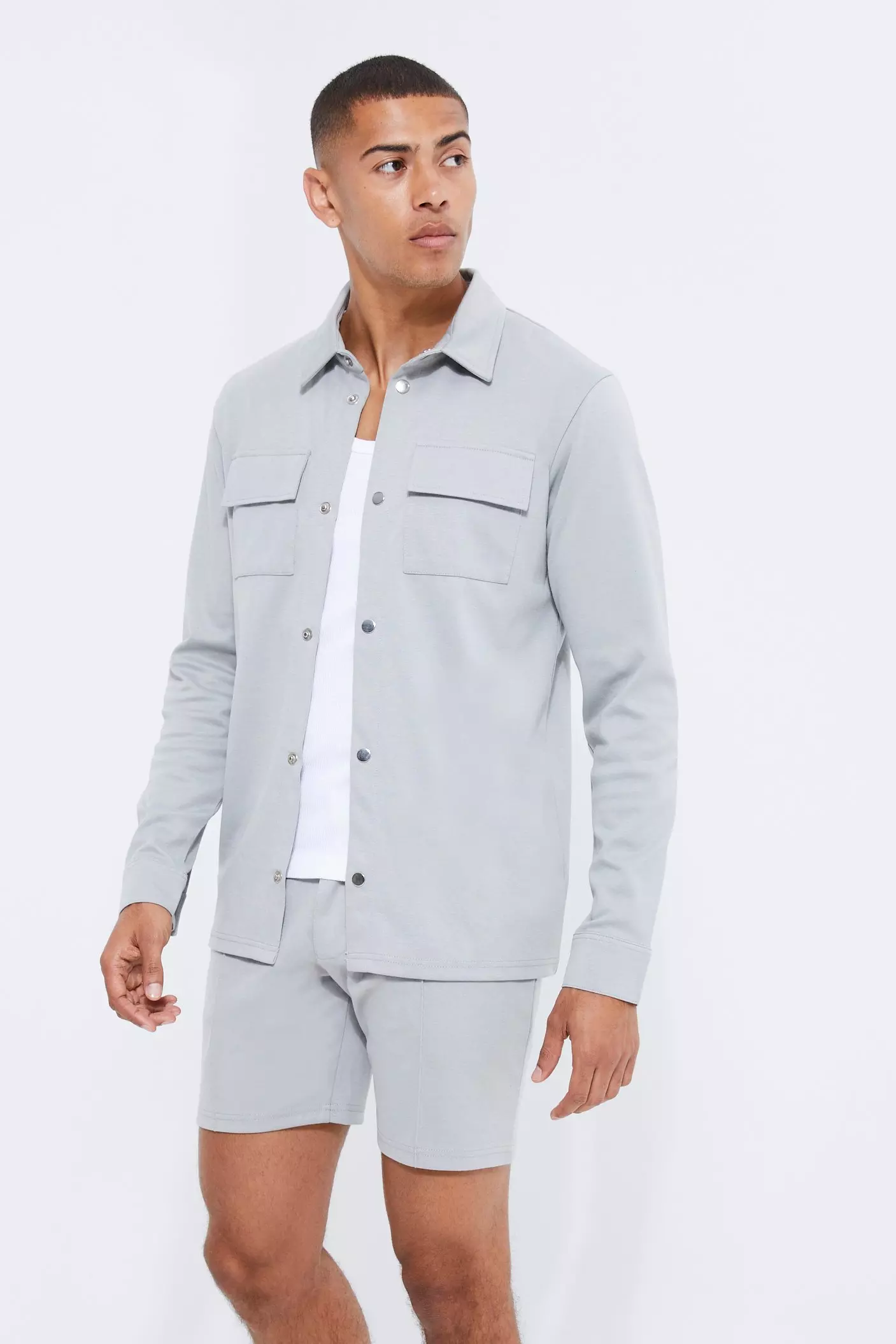 MAN Oversized Boxy Jacquard Check Knitted Polo & Relaxed Short Set | boohooMAN USA