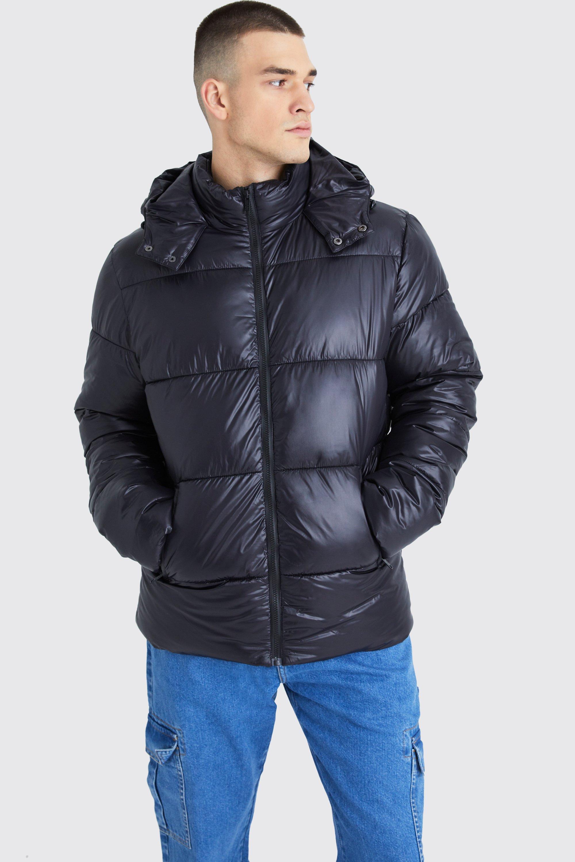 High Shine Puffer Jacket in Black