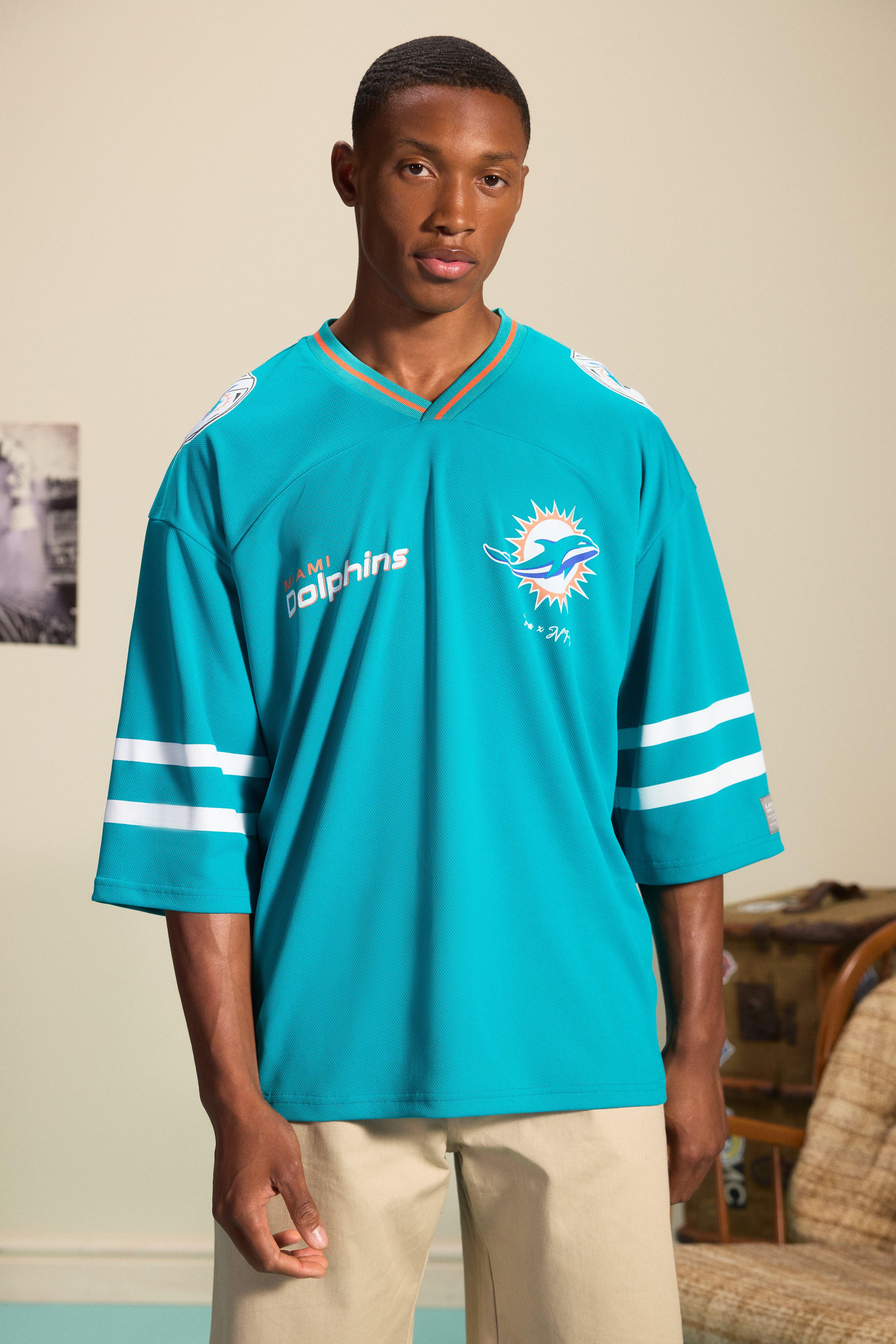 ASOS DESIGN Miami Dolphins NFL oversized t-shirt in mesh