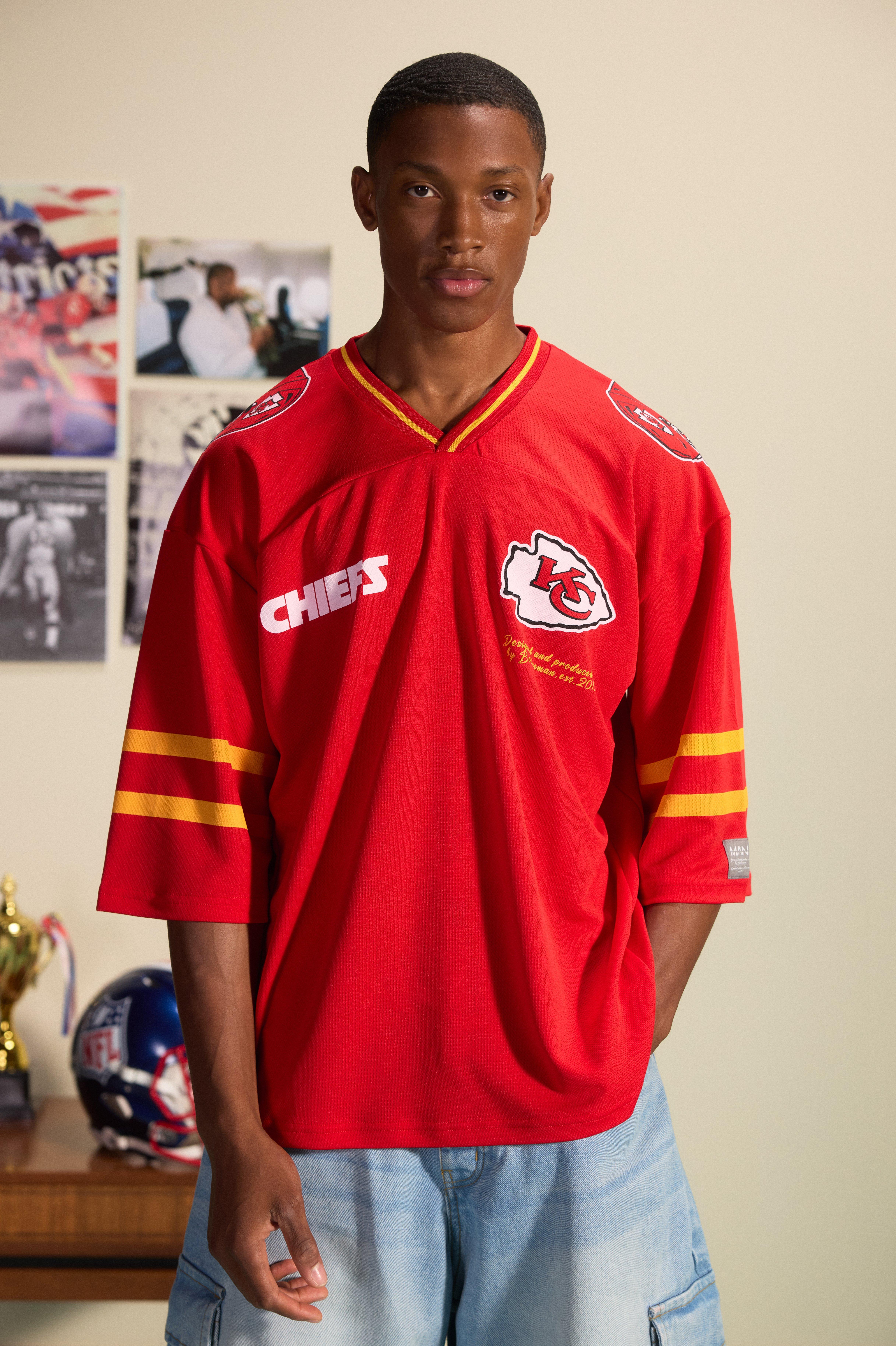 Men's Oversized Nfl Chiefs Print License T-shirt