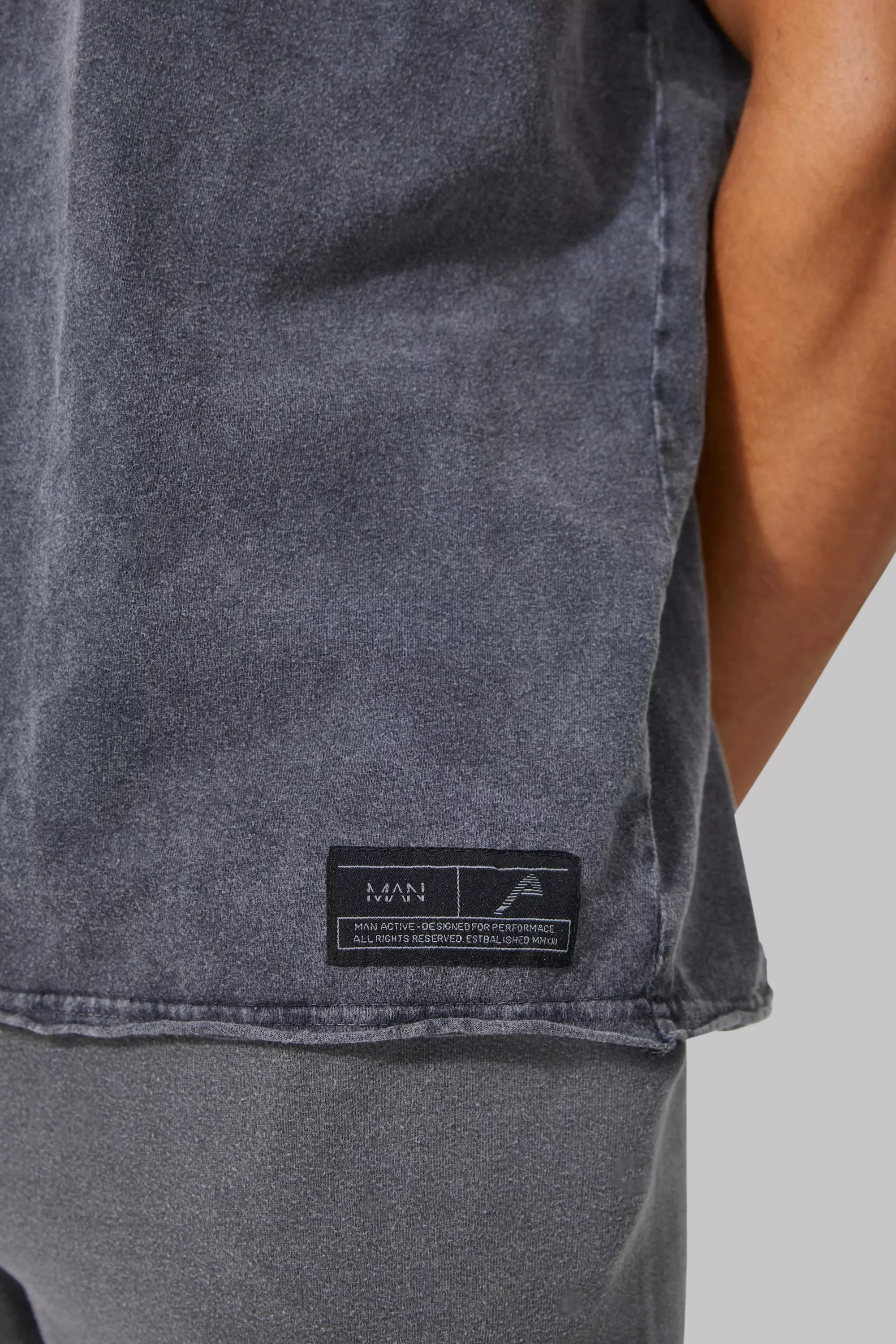 Charcoal Man Active Washed Oversized Raw T-shirt alternative image