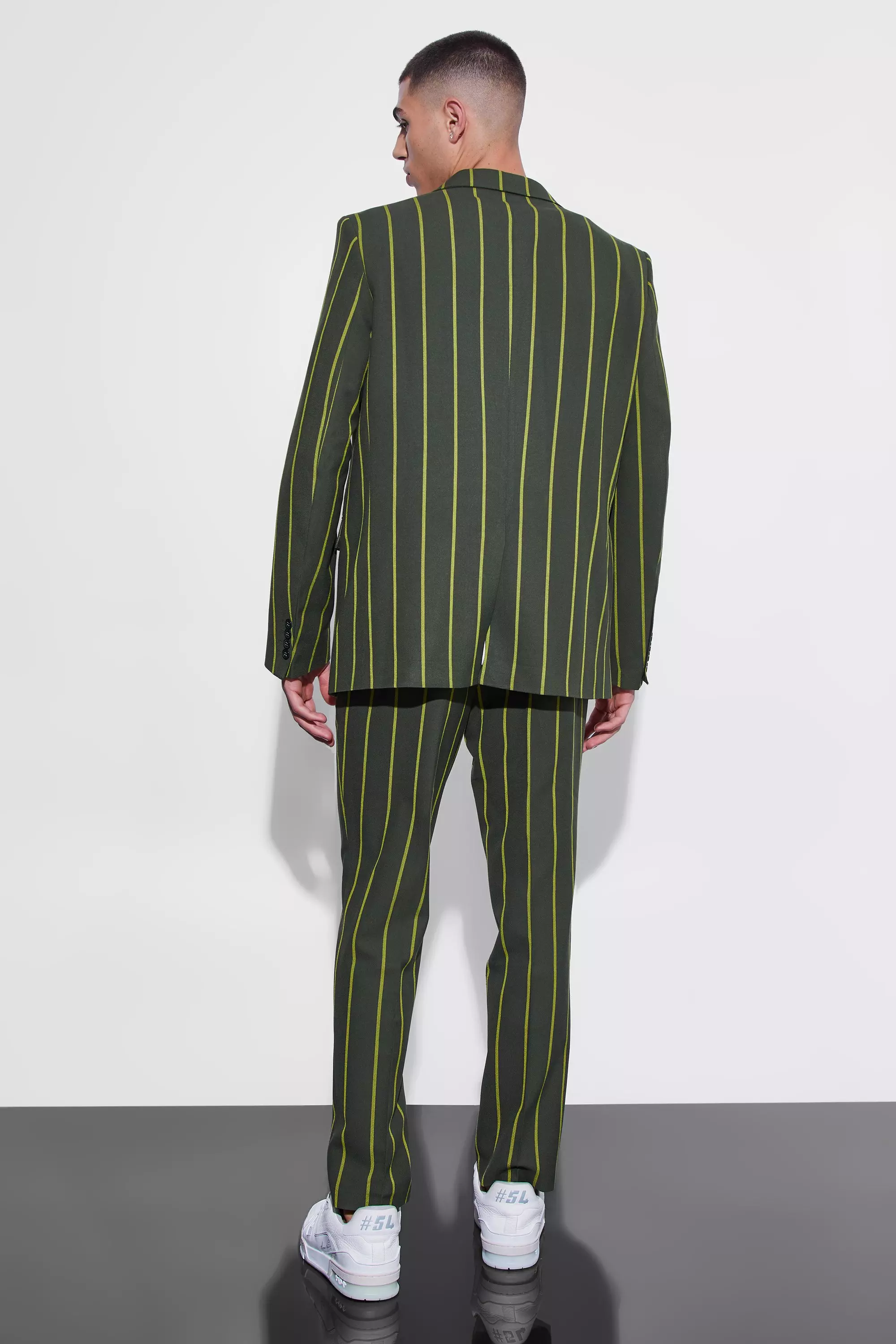 Forest Relaxed Single Breasted Wide Stripe Suit Jacket alternative image