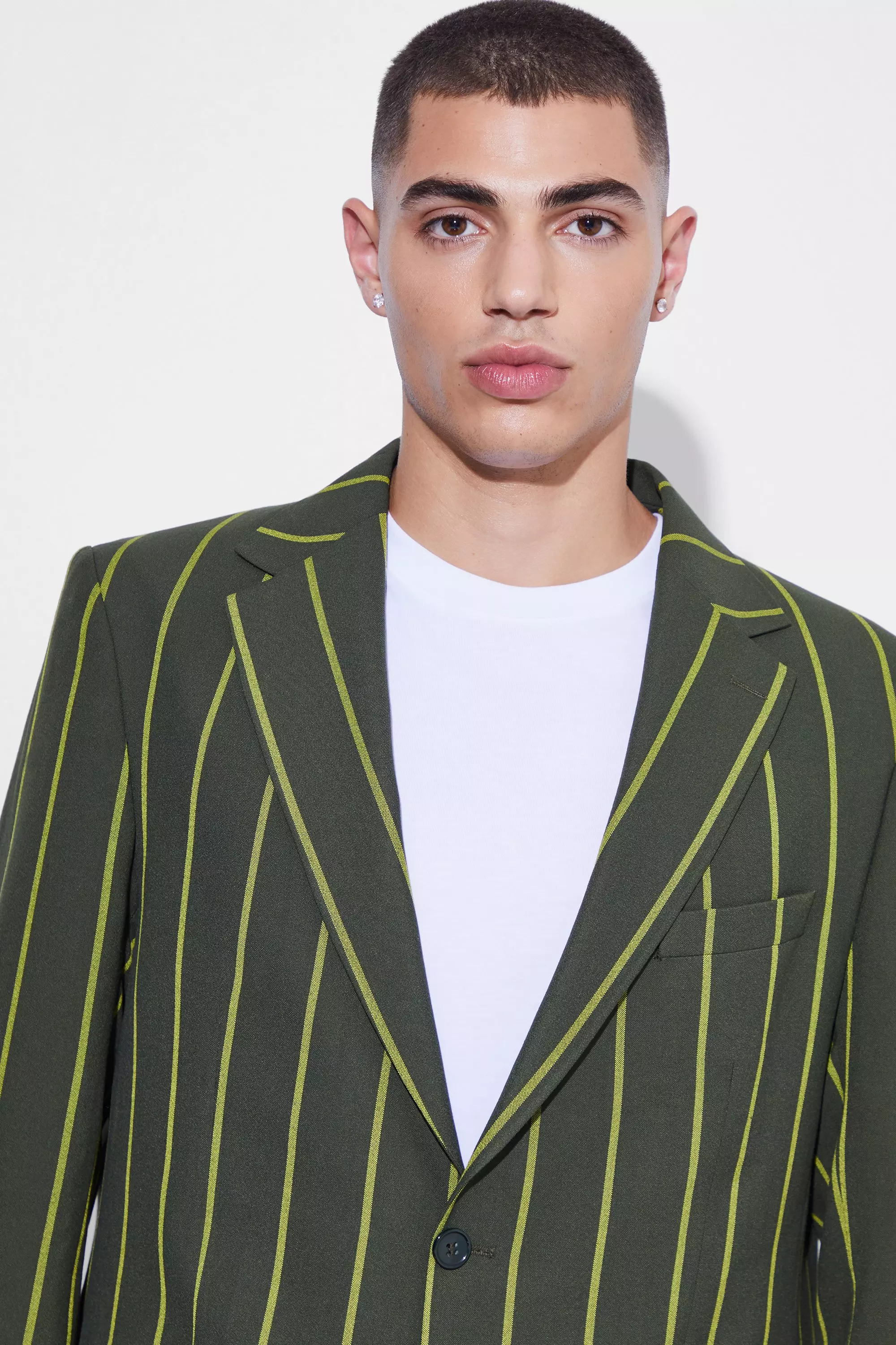Forest Relaxed Single Breasted Wide Stripe Suit Jacket alternative image