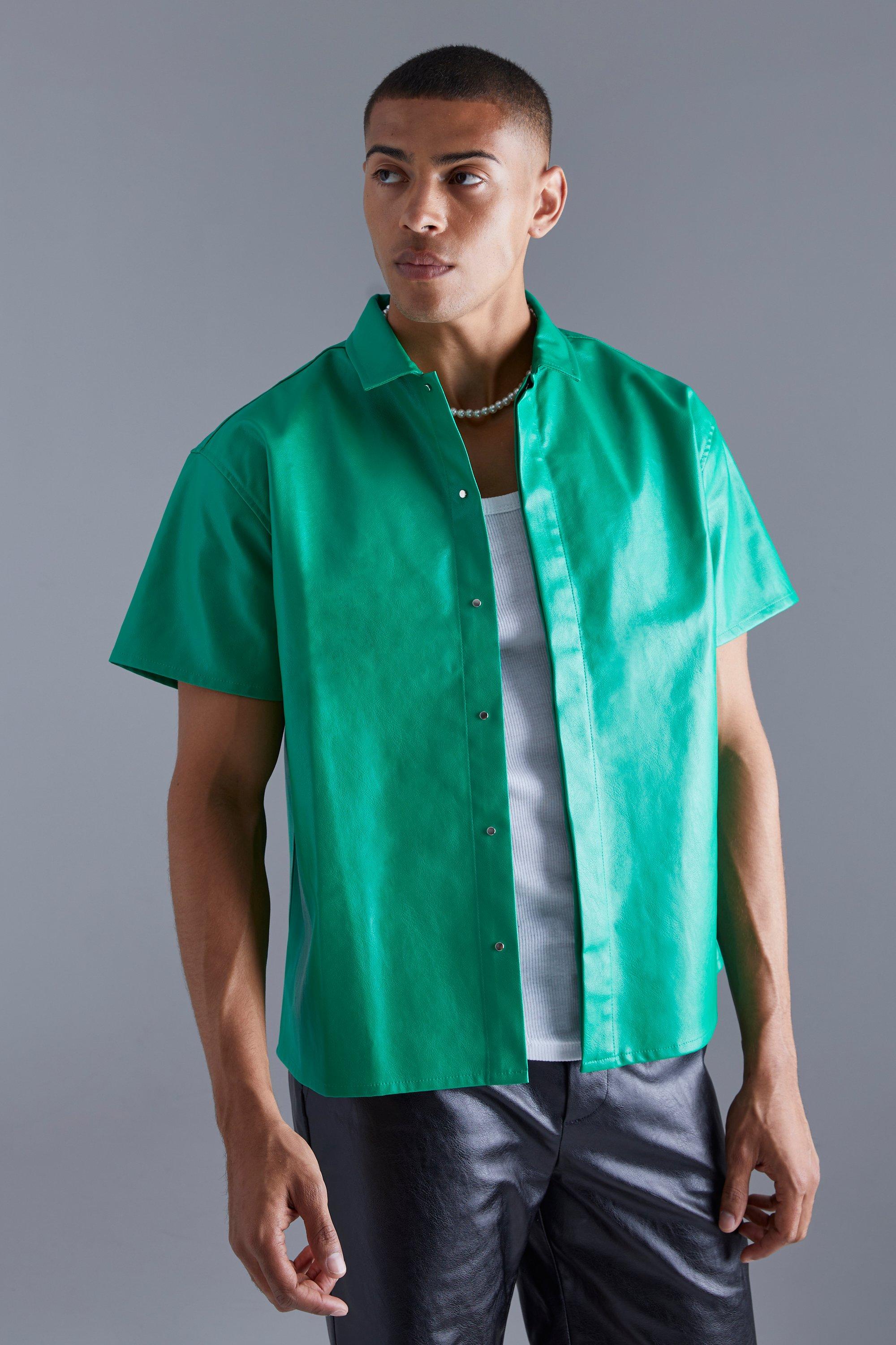 Pu Boxy Concealed Placket Shirt | boohooMAN USA