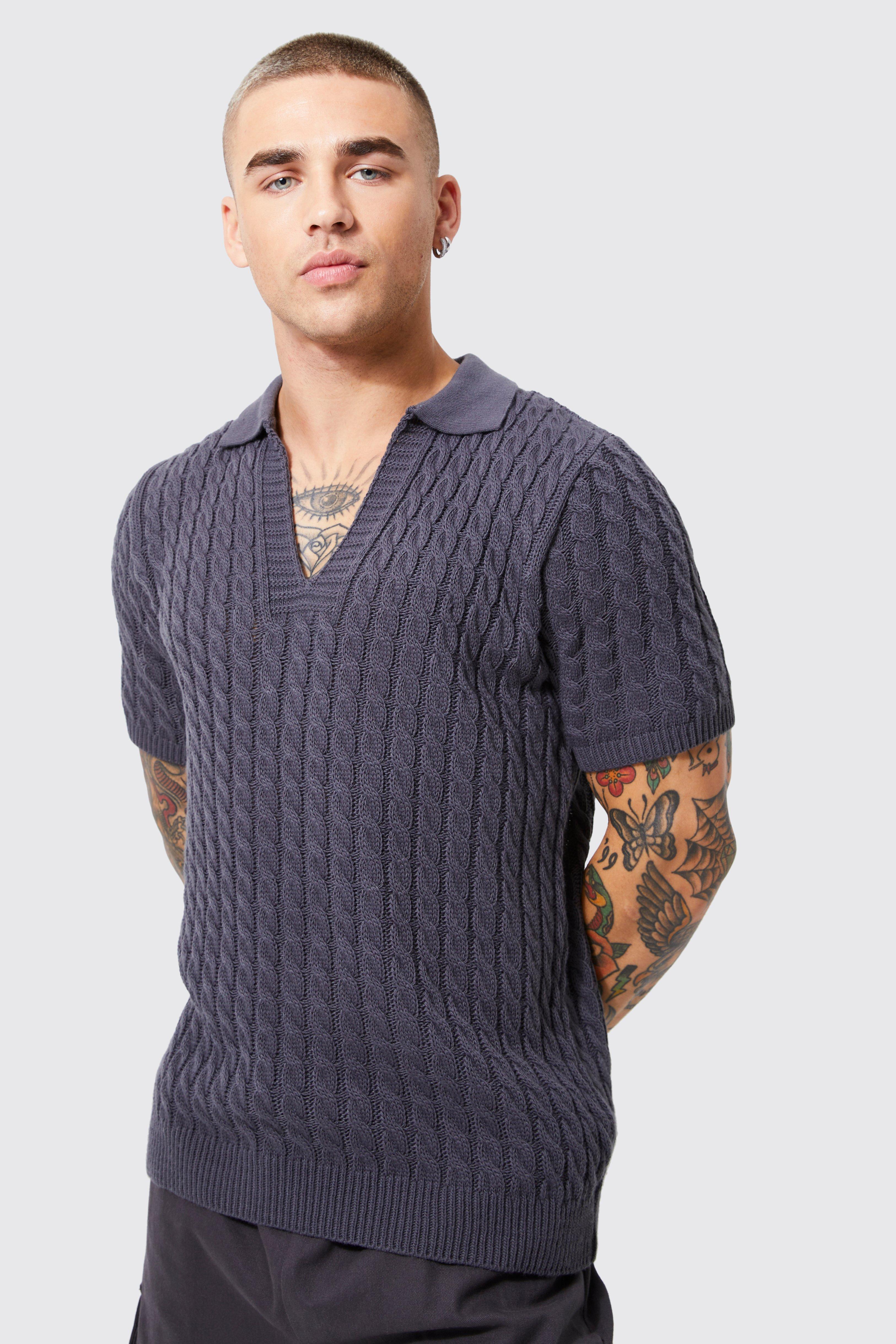 Knitted Waffle Polo Shirt