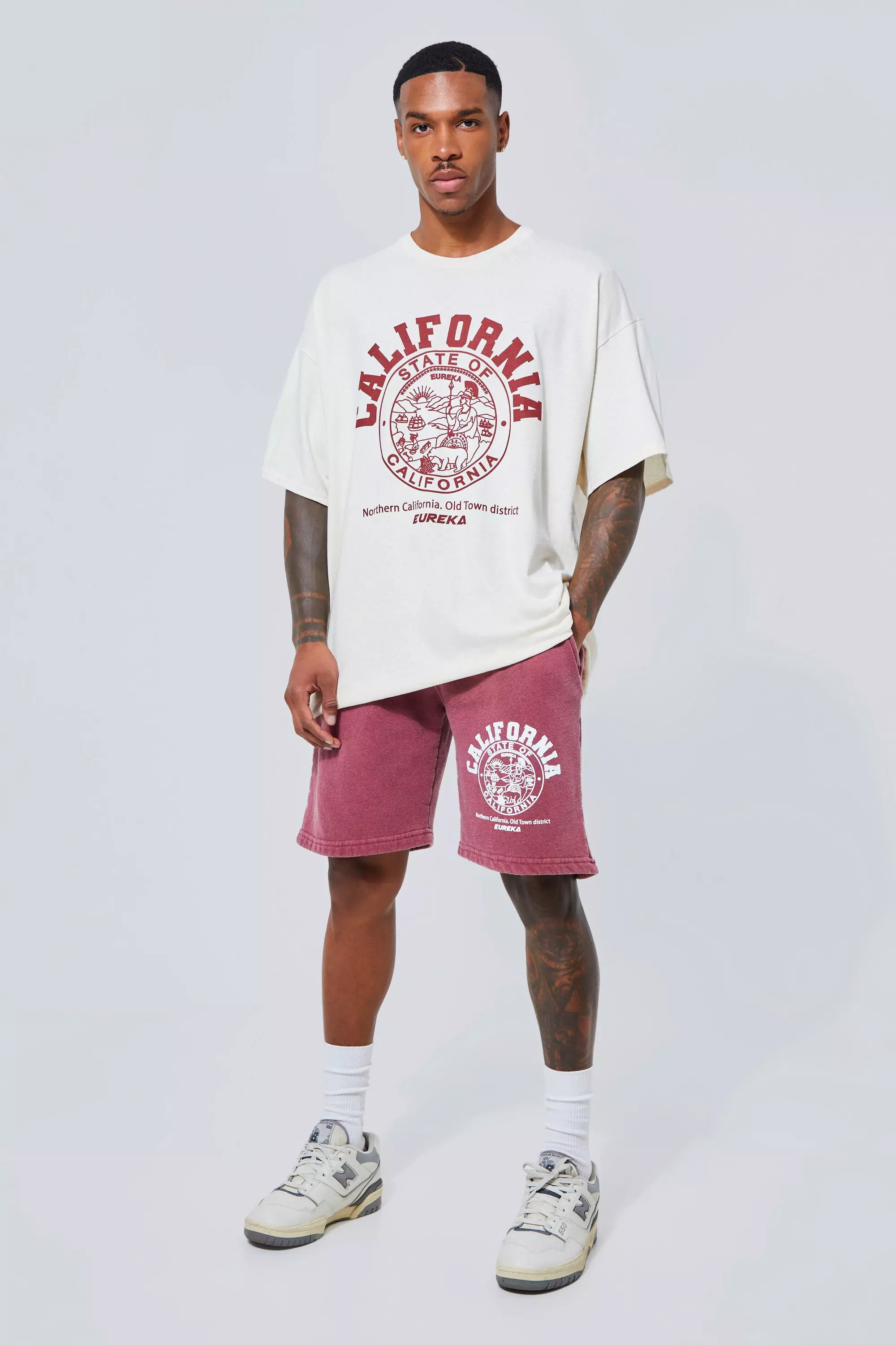 Ecru Oversized California State Graphic T-shirt Set alternative image