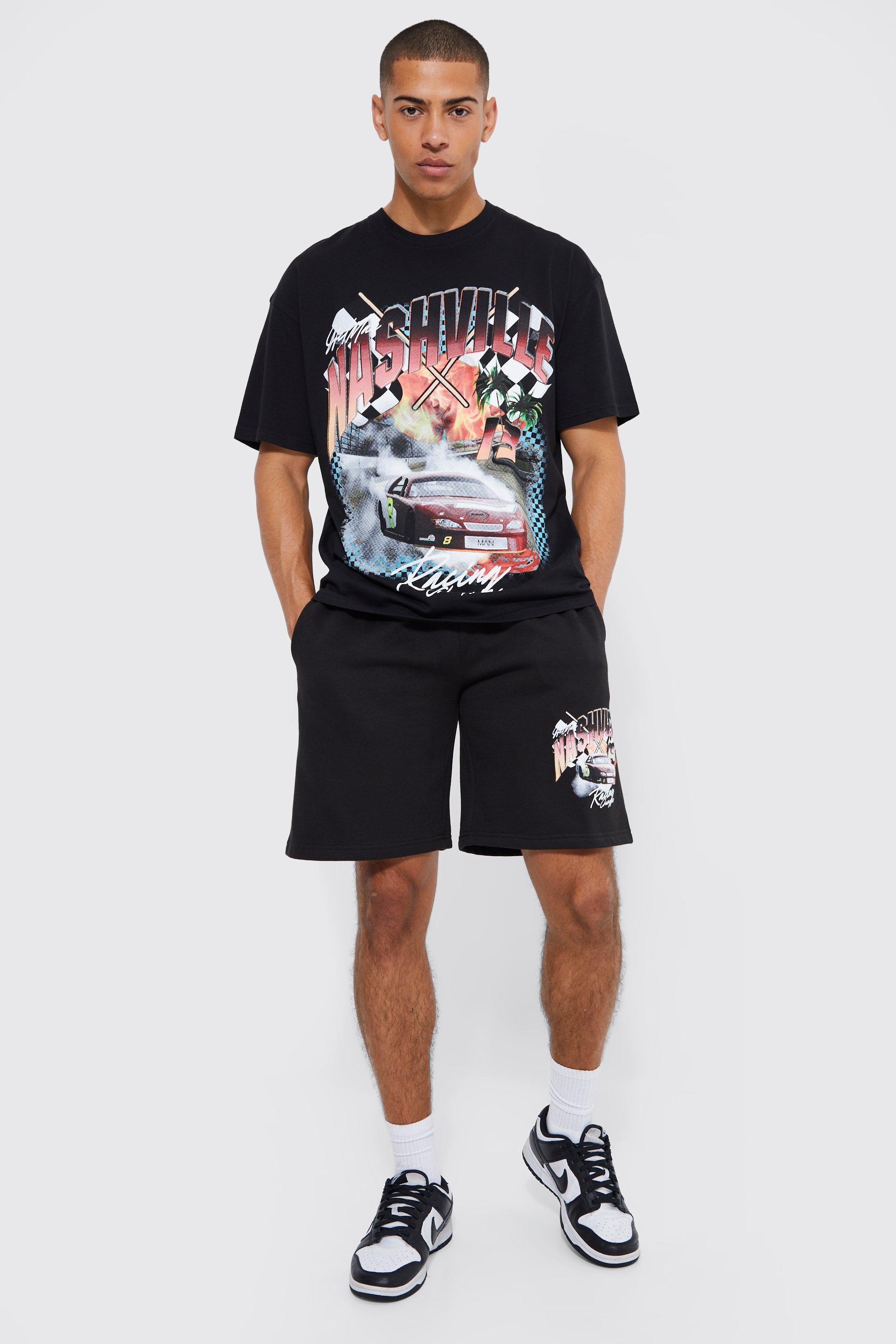 boohooMAN Oversized Car Graphic T-Shirt - Black - Size L