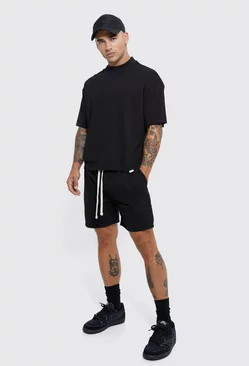 Oversized Short Length T-shirt & Short Set Black