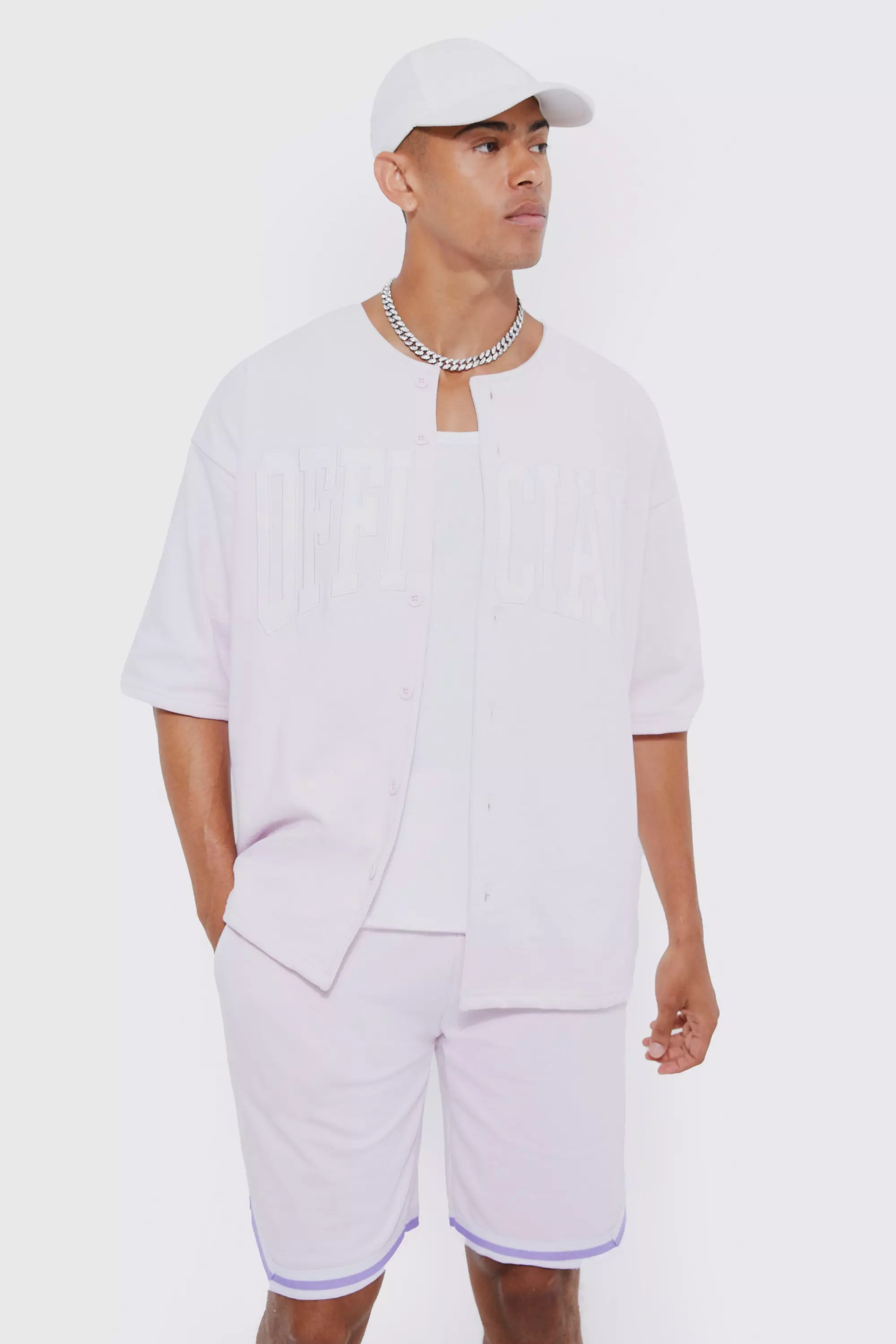 Lilac Oversized Official Baseball Polo & Short Set alternative image