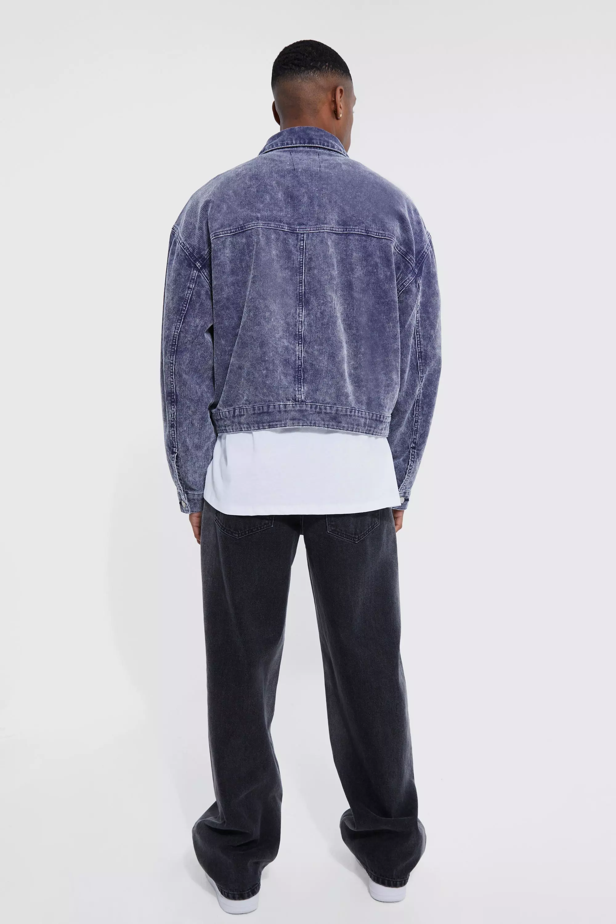Veste ample zippée en velours côtelé, Navy autre image