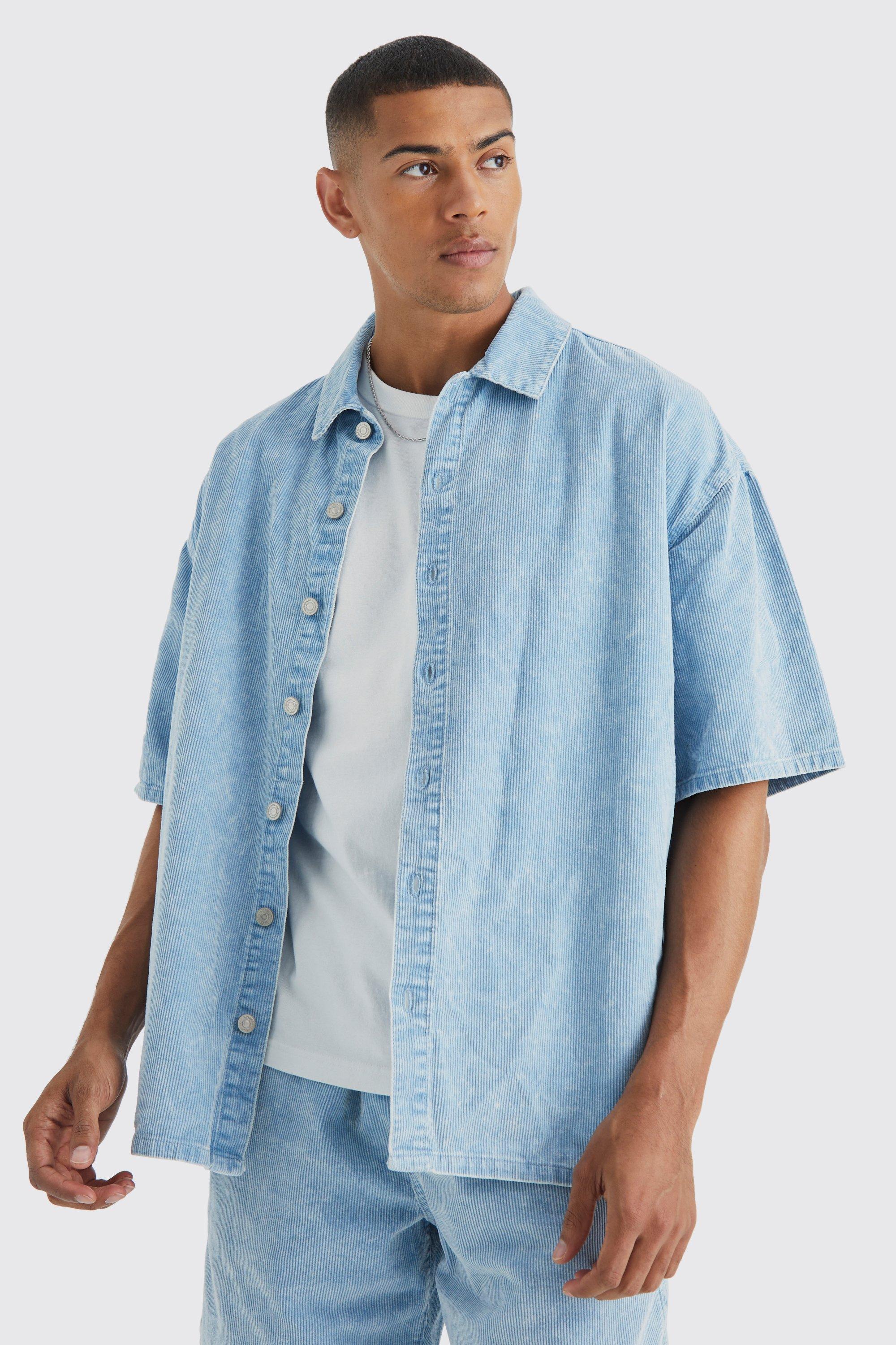 boohooMAN Men's Short Sleeve Denim Shirt