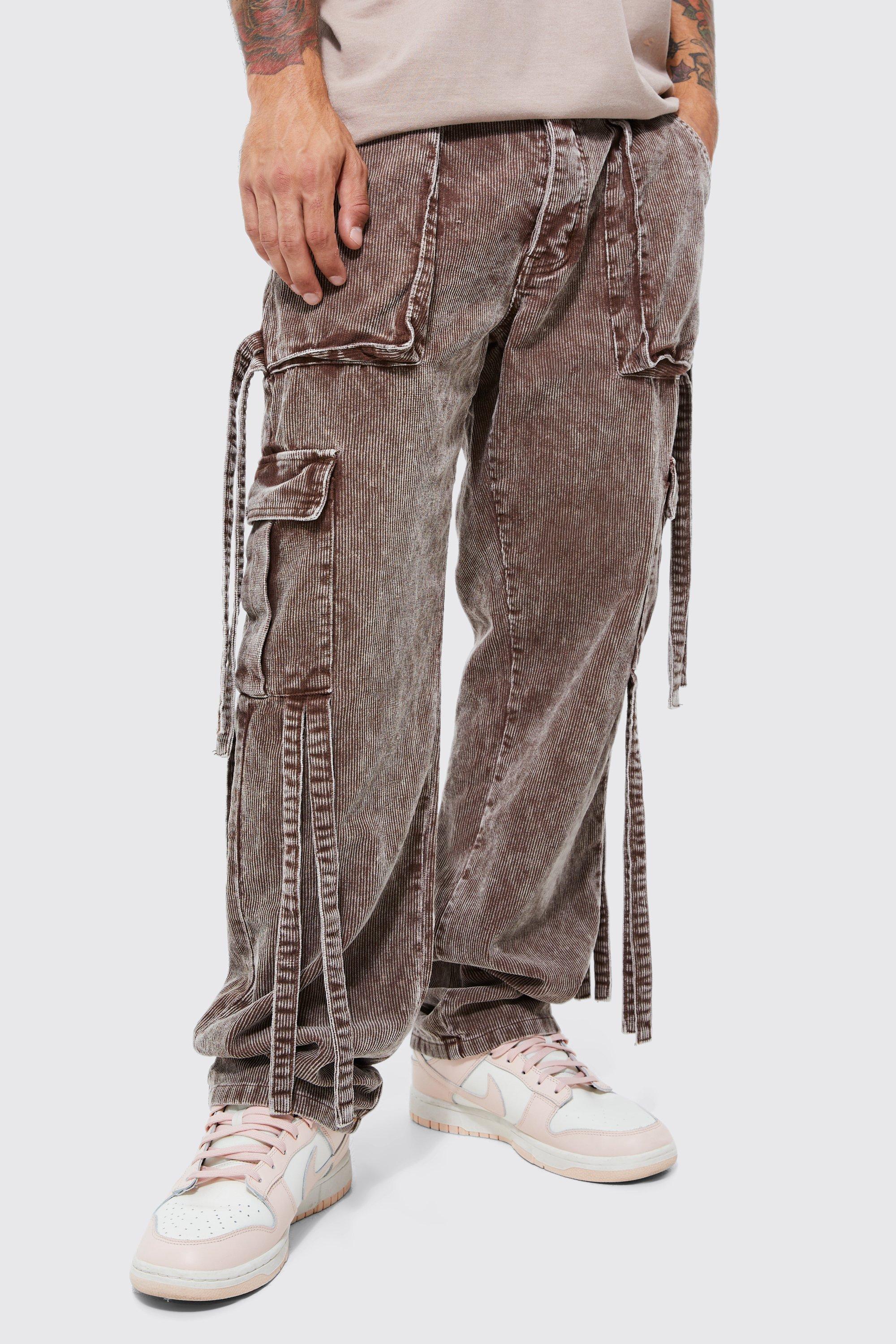 Acid Wash Relaxed Fit Popper Cord Pants