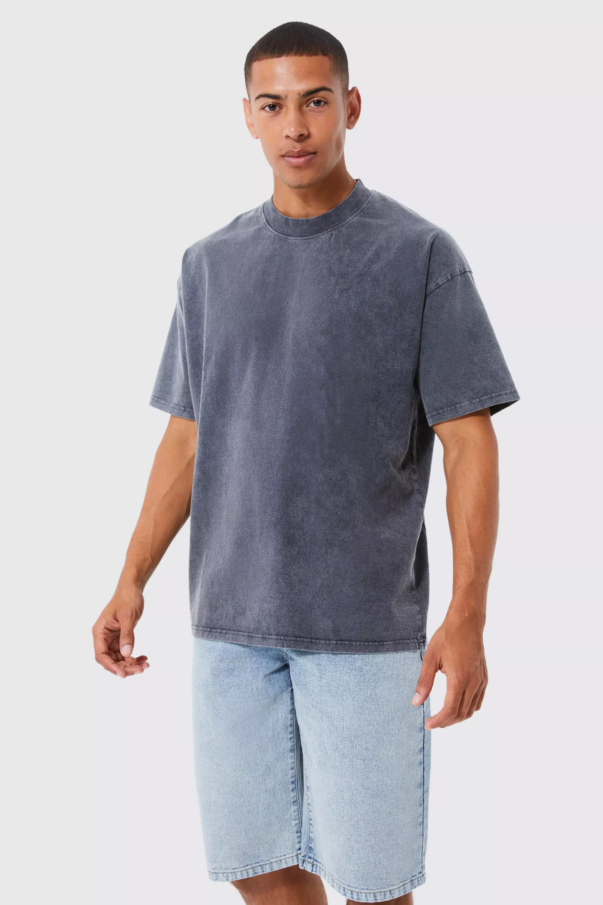 Oversized Heavyweight Washed T-shirt Charcoal
