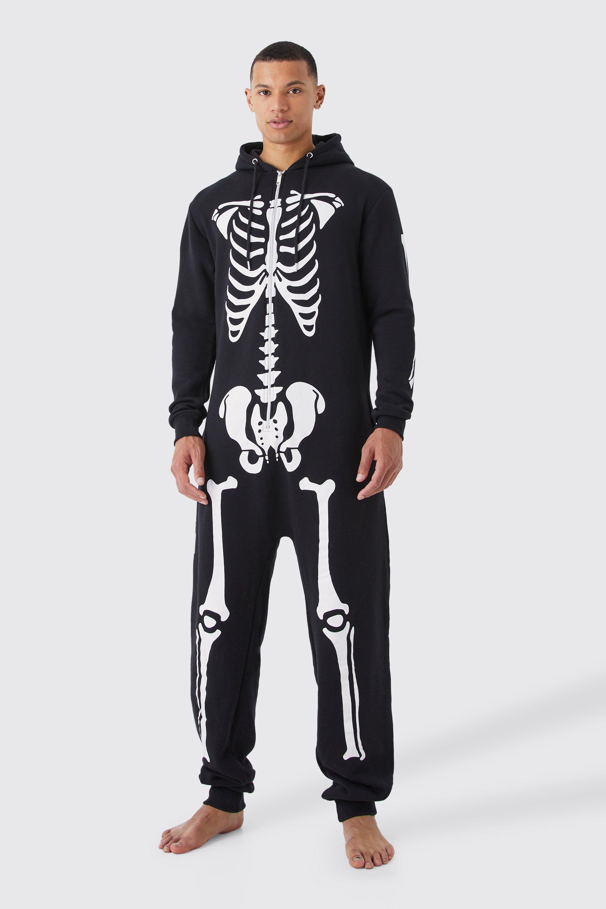 Tall Halloween Skeleton Onesie boohooMAN UK