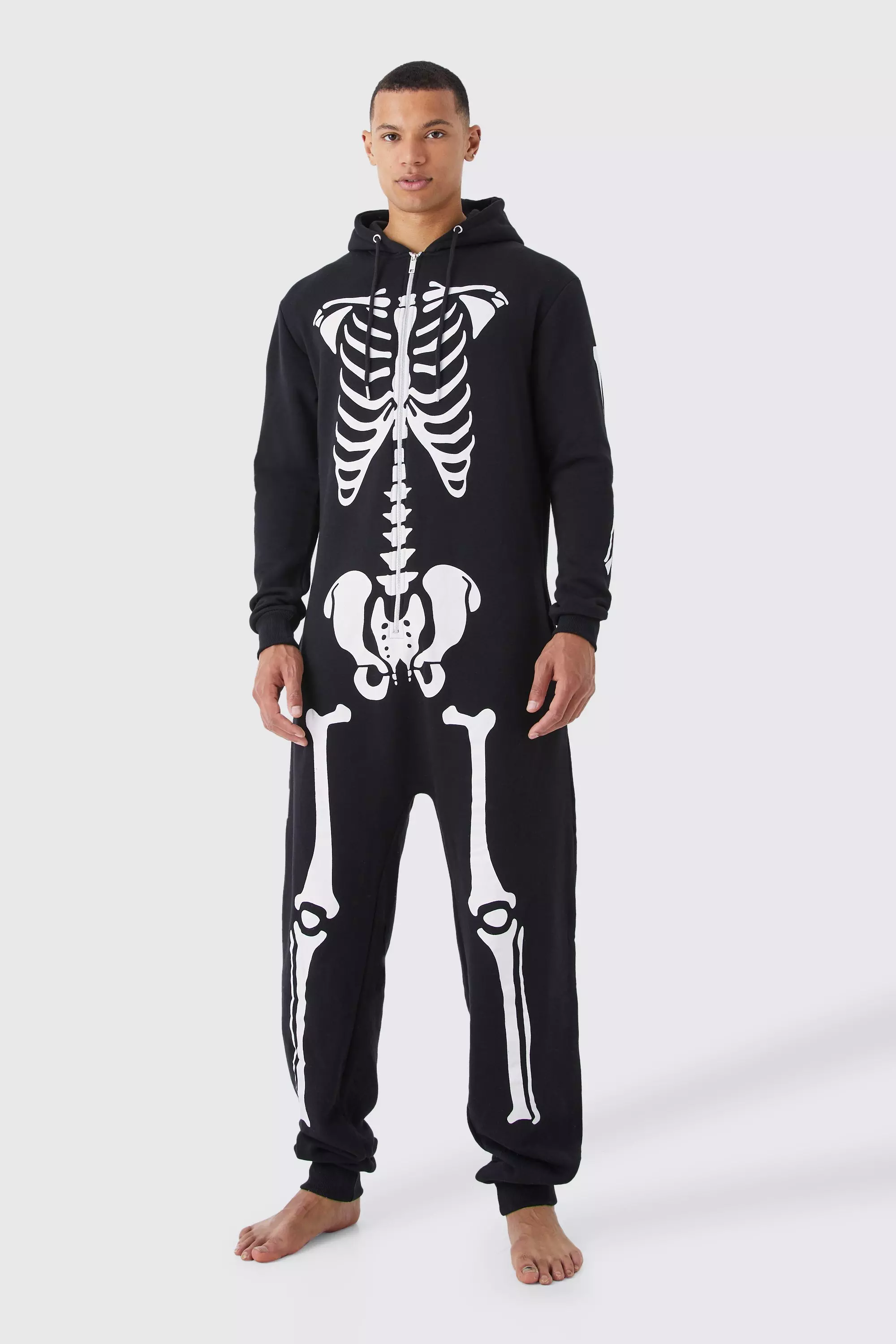 Tall Halloween Skeleton Onesie Black