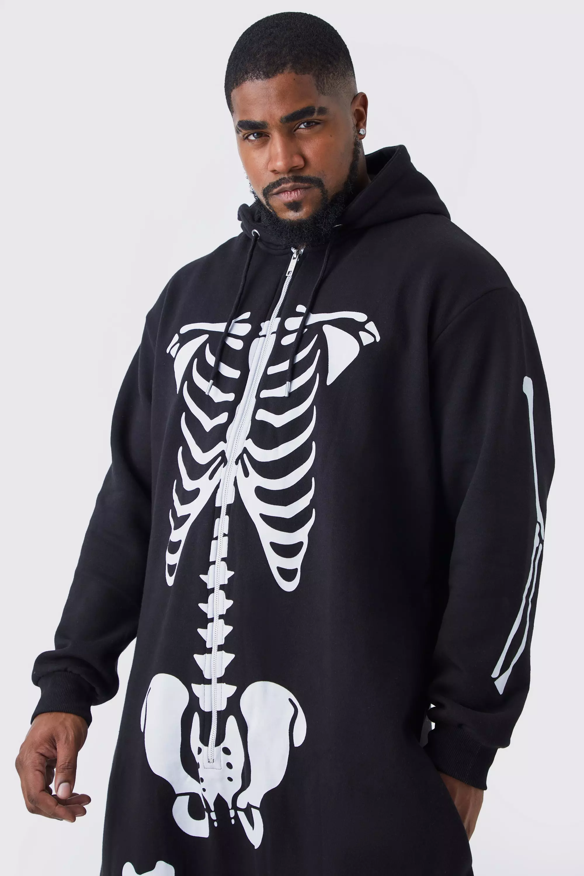 Black Plus Size Halloween Skeleton Onesie alternative image