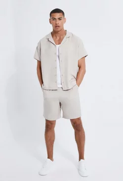 Boxy Linen Shirt And Short Set natural