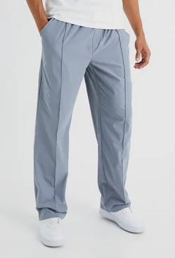 Elastic Lightweight Stretch Relaxed Pintuck Pants Light grey