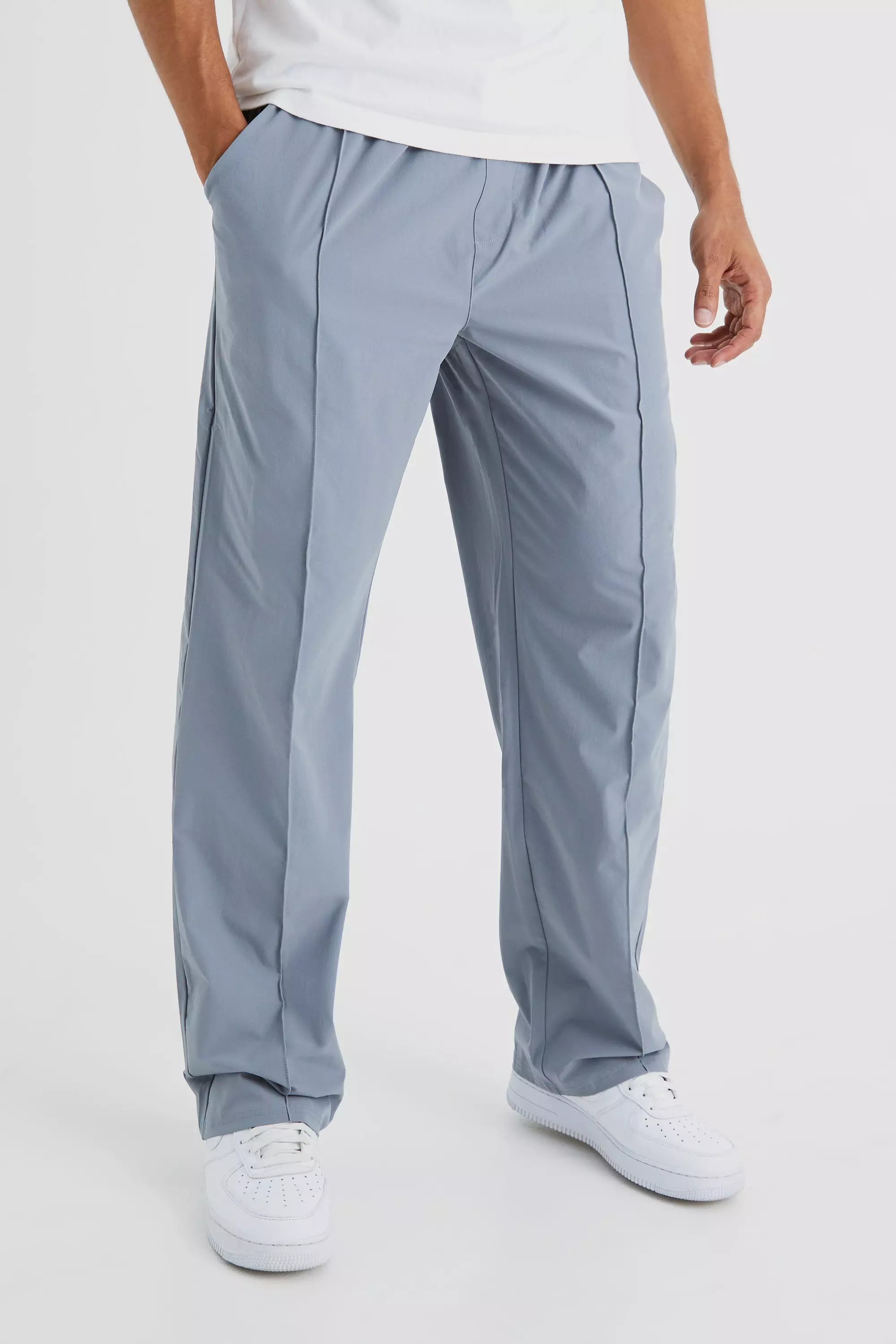 Elastic Lightweight Stretch Relaxed Pintuck Pants Light grey