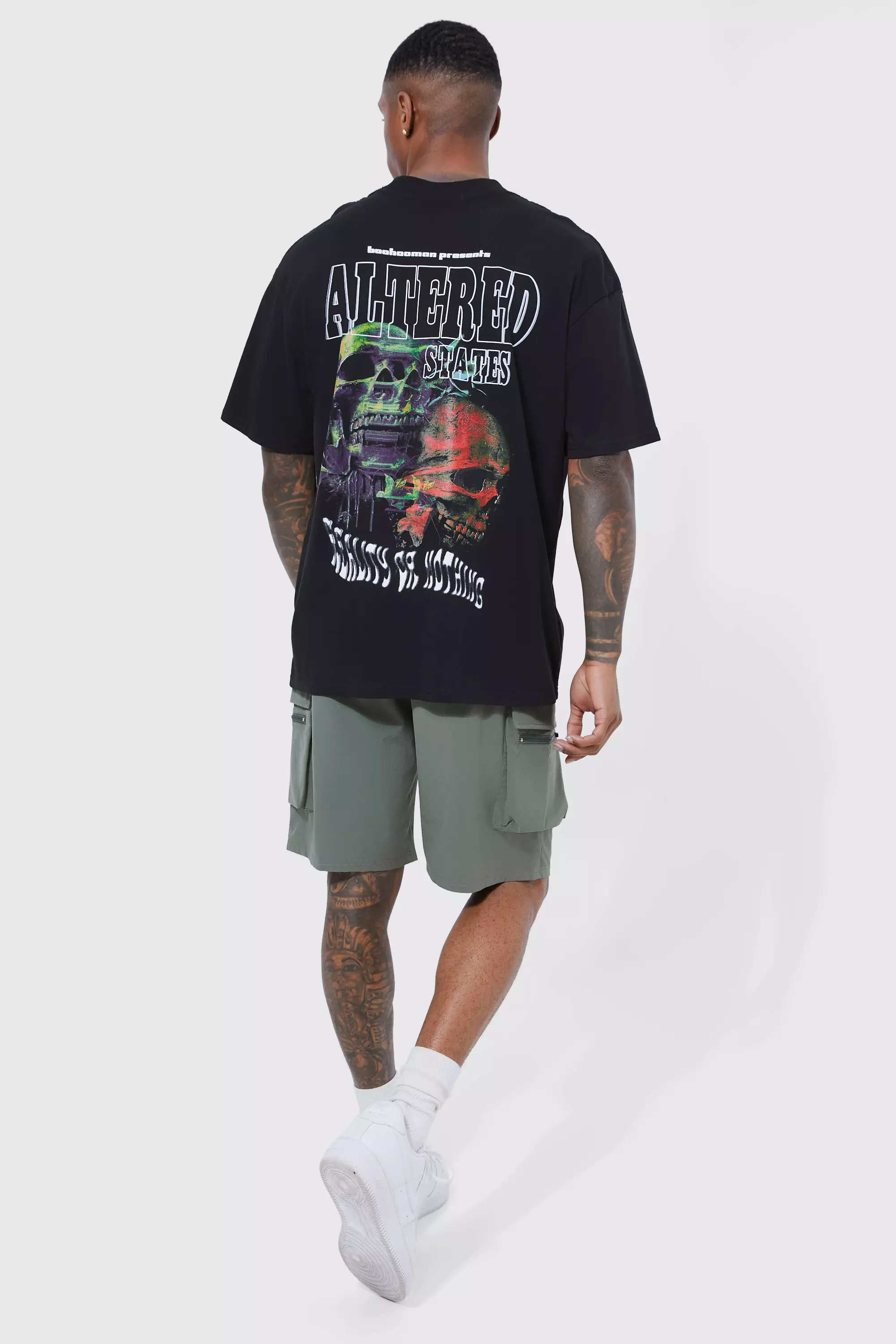 Lockere elastische Stretch Cargo-Shorts, Khaki alternatives Bild