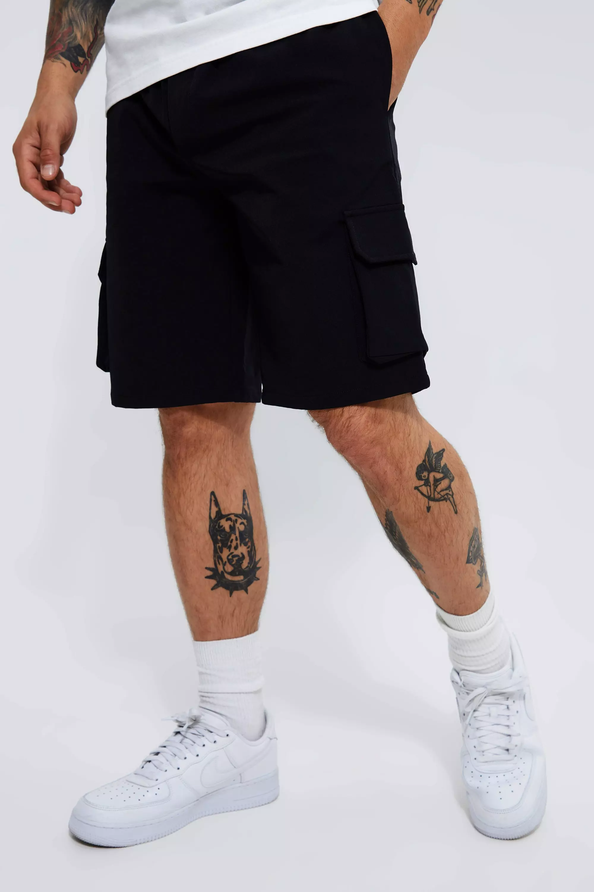 Black Elasticated Relaxed Cargo Stretch Short alternative image