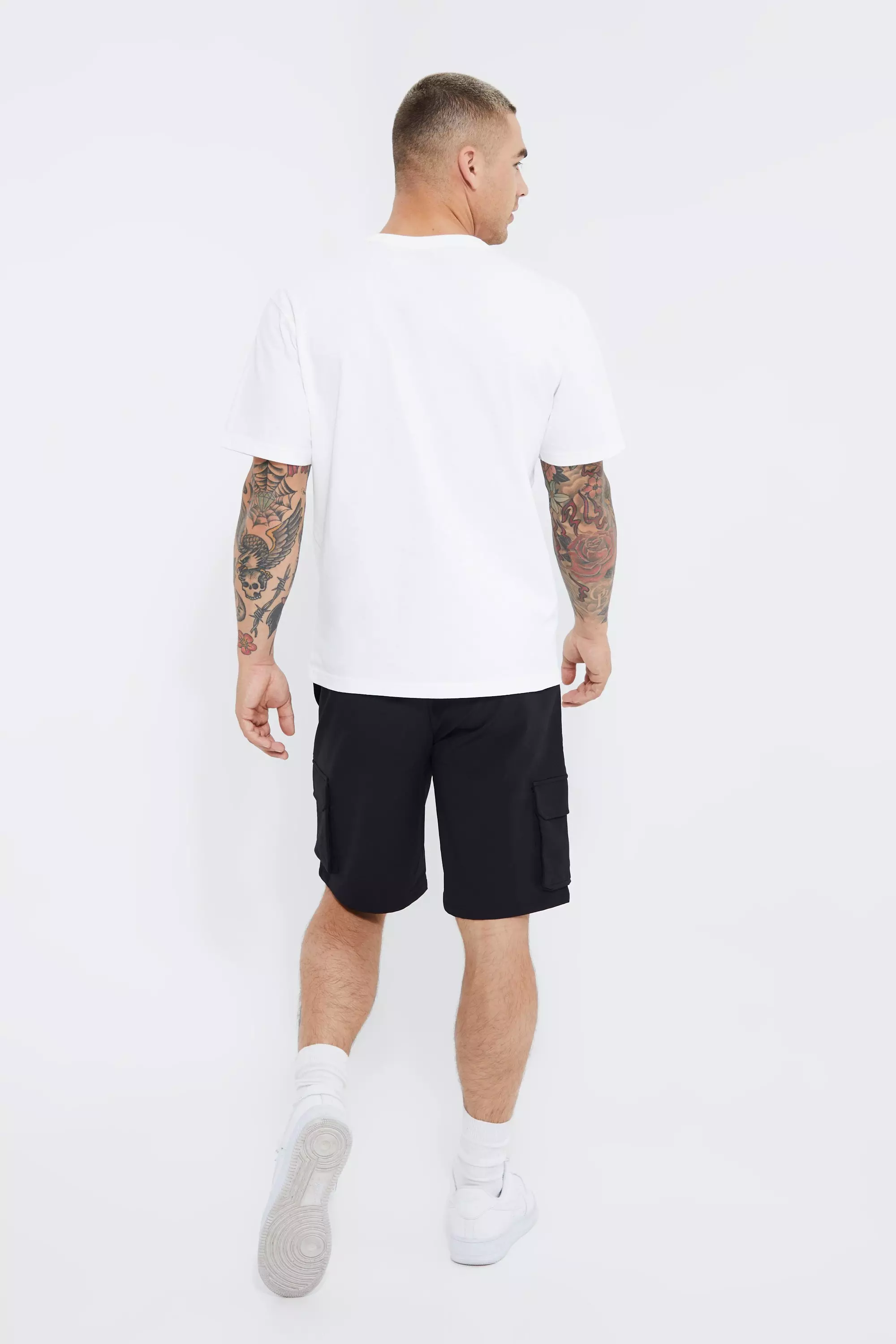 Black Elasticated Relaxed Cargo Stretch Short alternative image