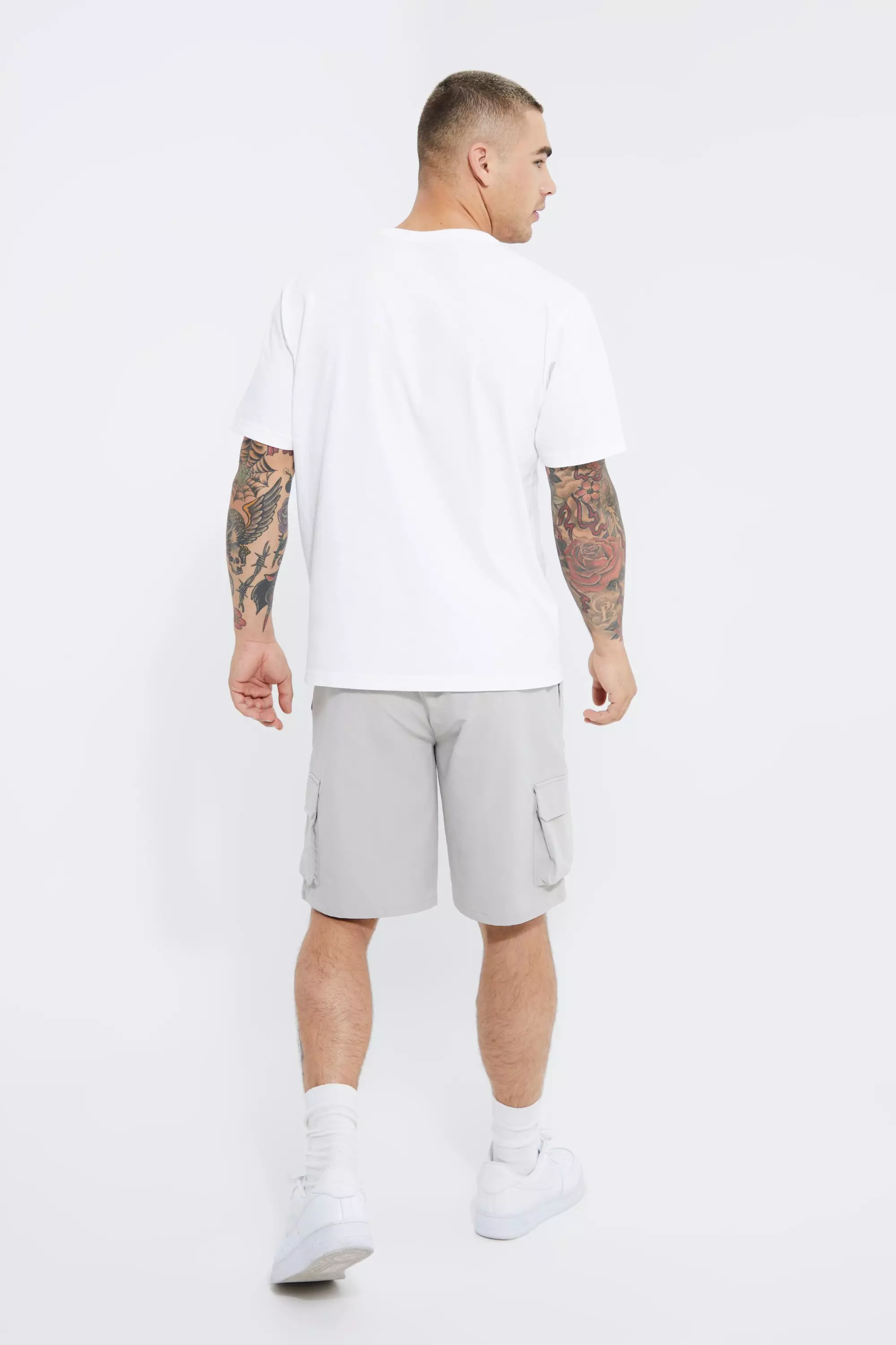 Light grey Elasticated Relaxed Cargo Stretch Short alternative image