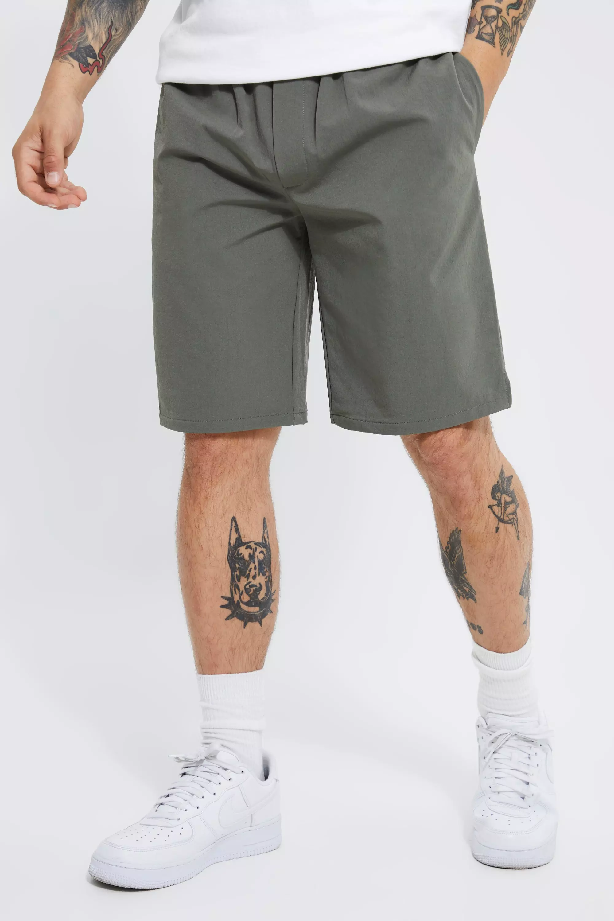 Elasticated Relaxed Stretch Short Charcoal