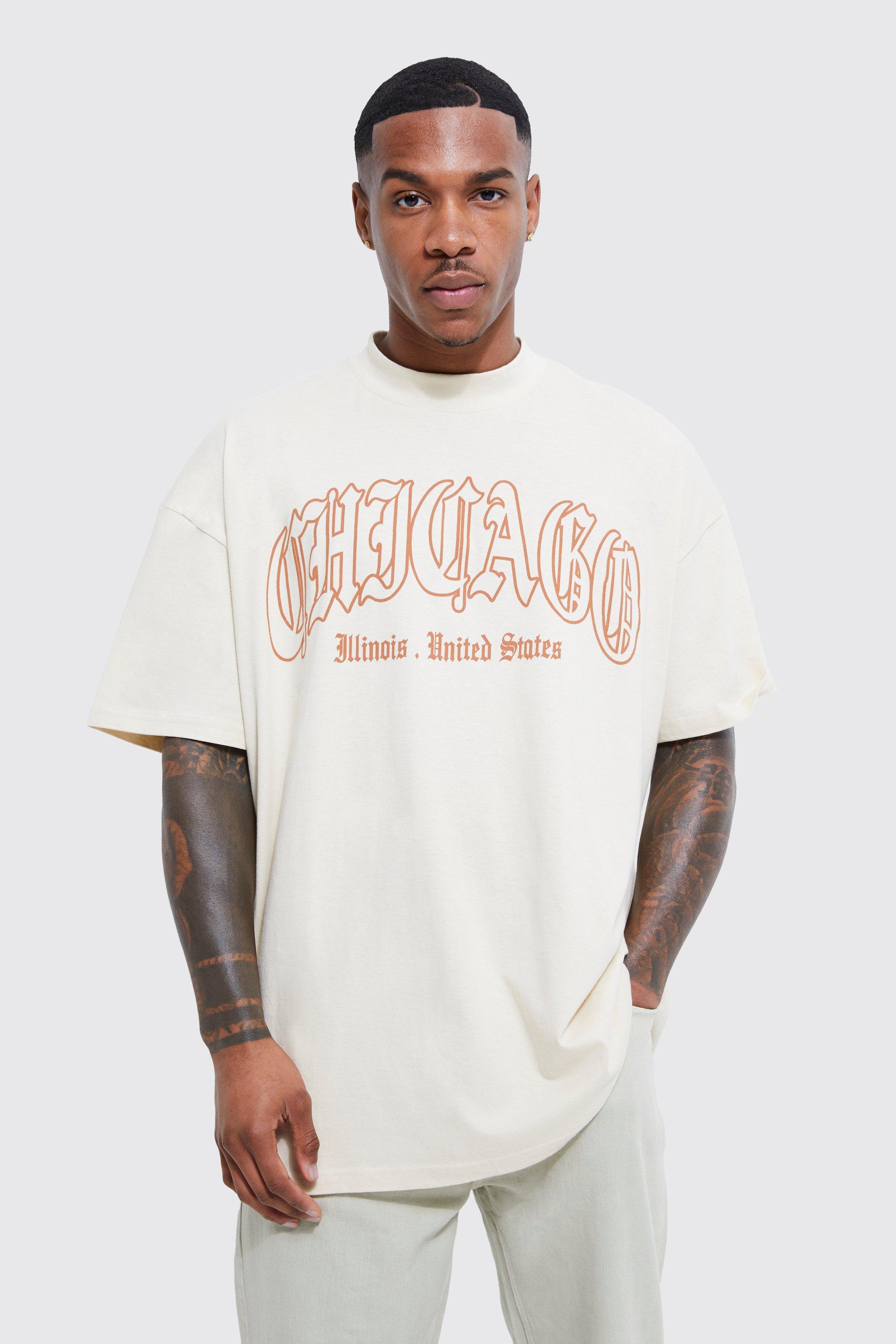 Oversized Chicago Print T-shirt | boohooMAN