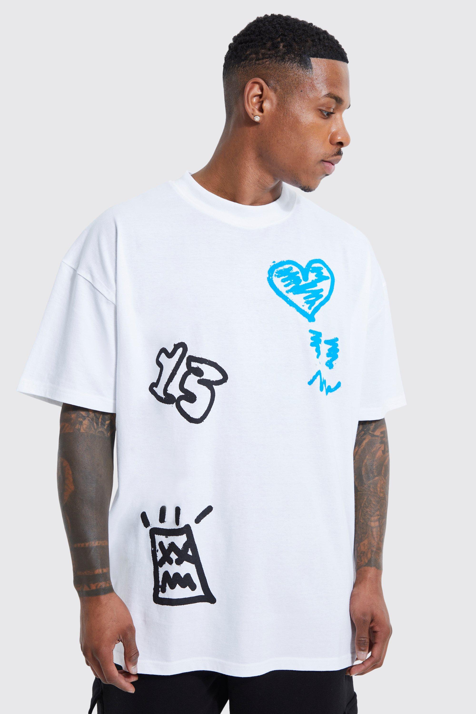 GRAFFITI PRINT T-SHIRT - Ecru