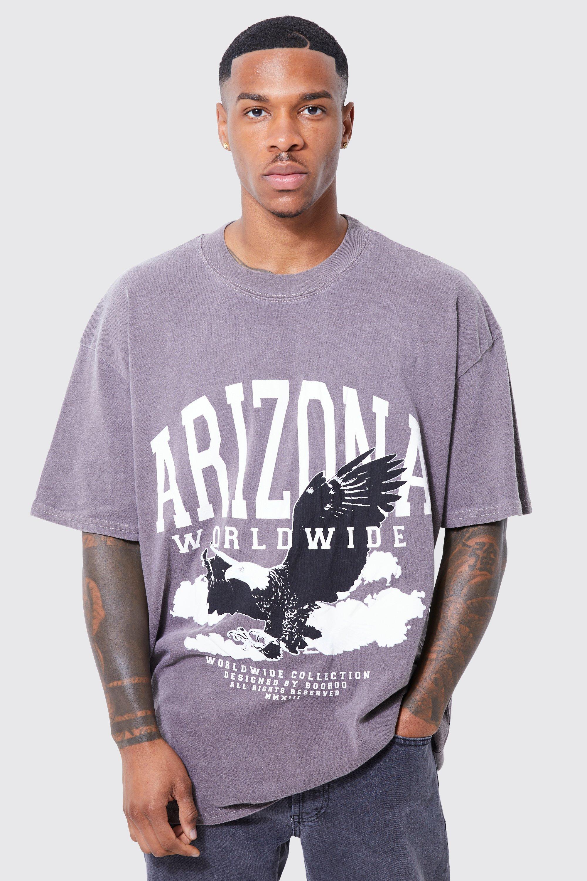 boohooMAN Oversized Boston Varsity T-Shirt - Gray - Size L