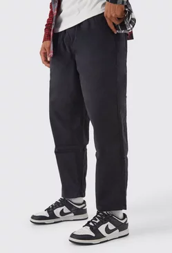 Elastic Waist Skate Chino Pants Black