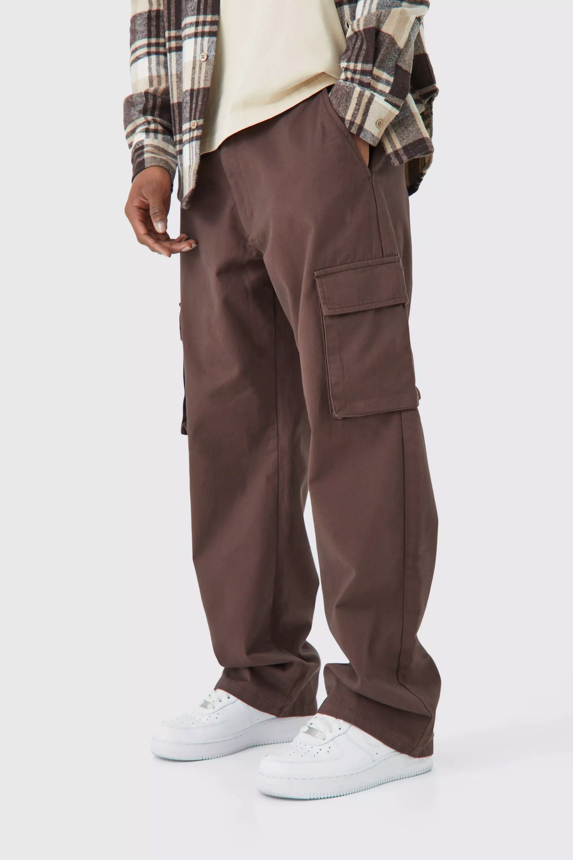 RELAXED FIT CARGO PANTS - Stone