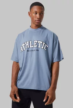 Man Active Gym Athletic Boxy Fit T-shirt Dusty blue