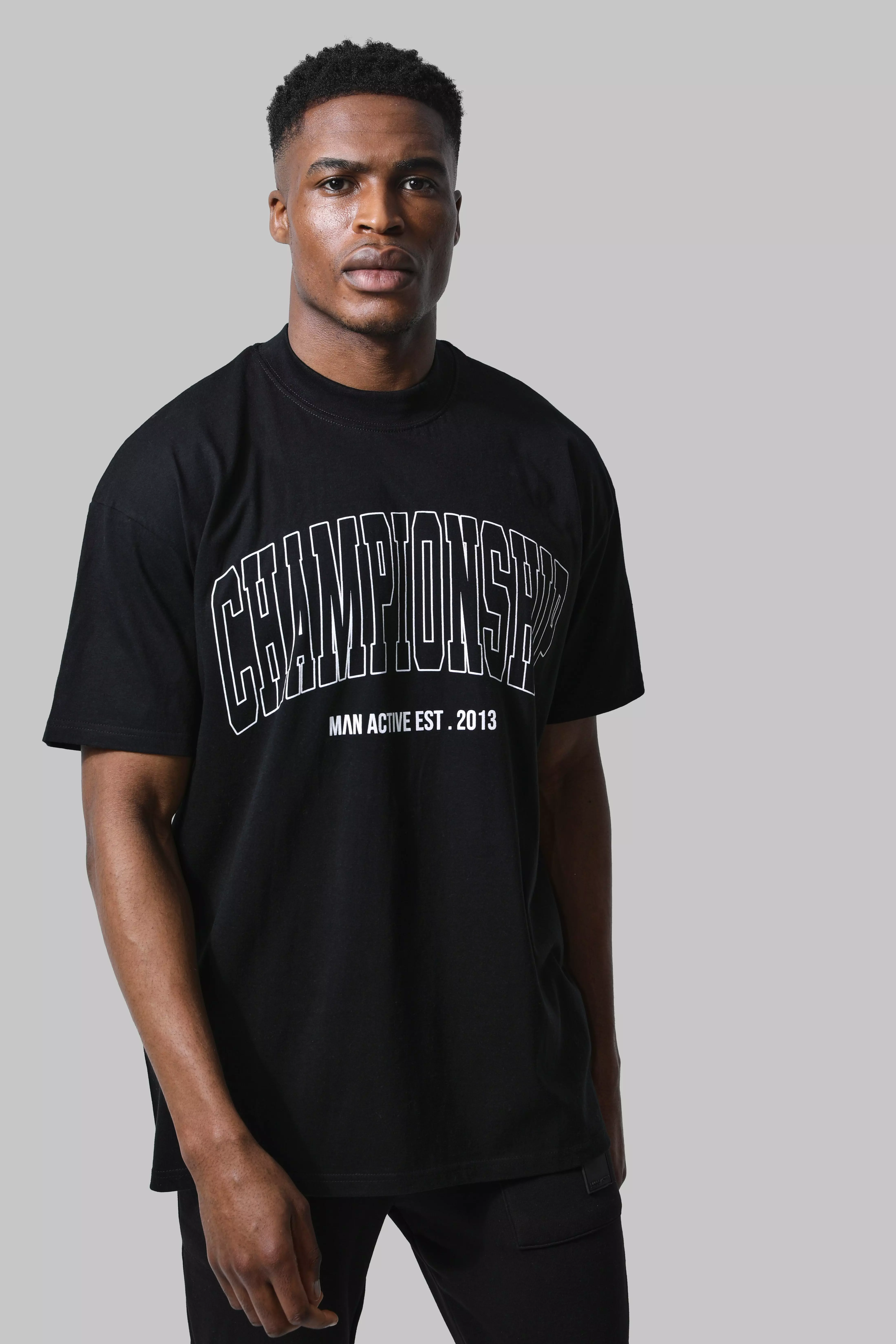 Man Active Oversized Championship T-shirt Black