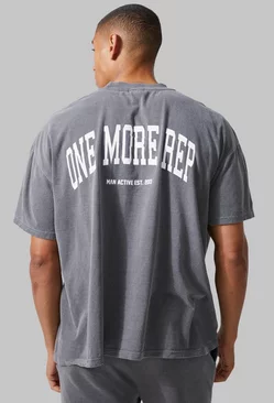 Man Active Oversized Overdye Rep T-shirt Charcoal