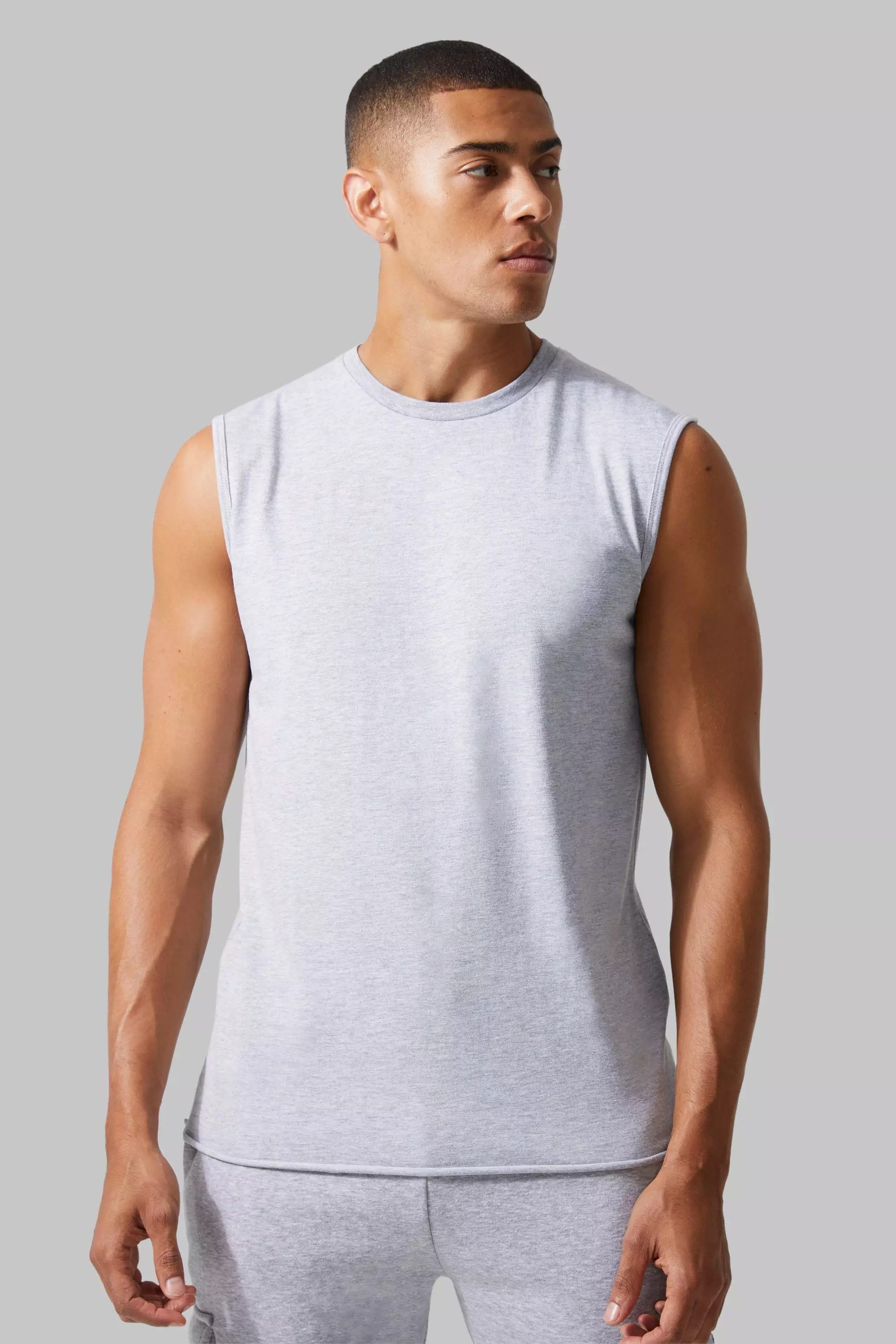 Man Active Regular Fit Tank Top Grey marl