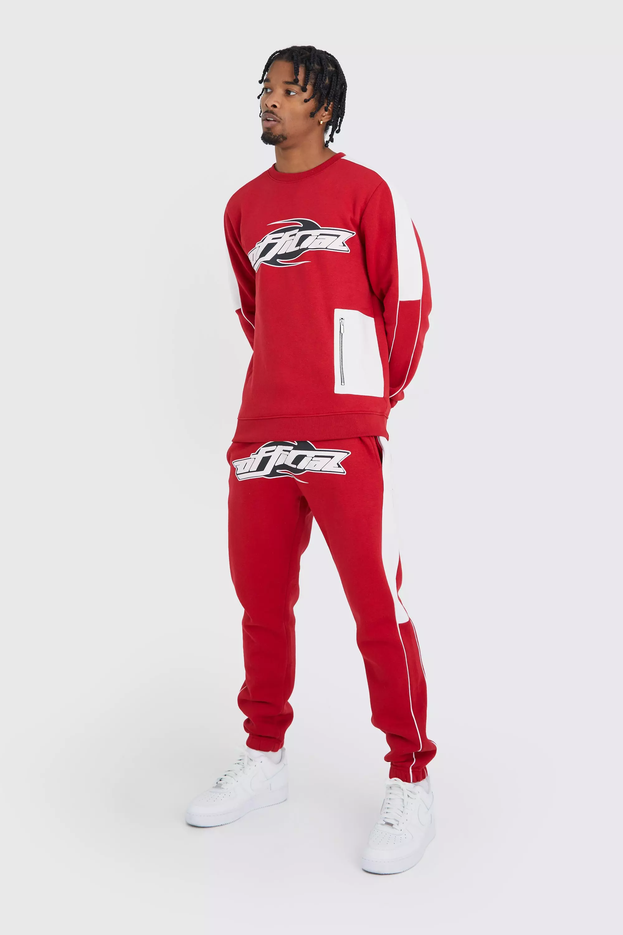 Boohooman tracksuit red on sale